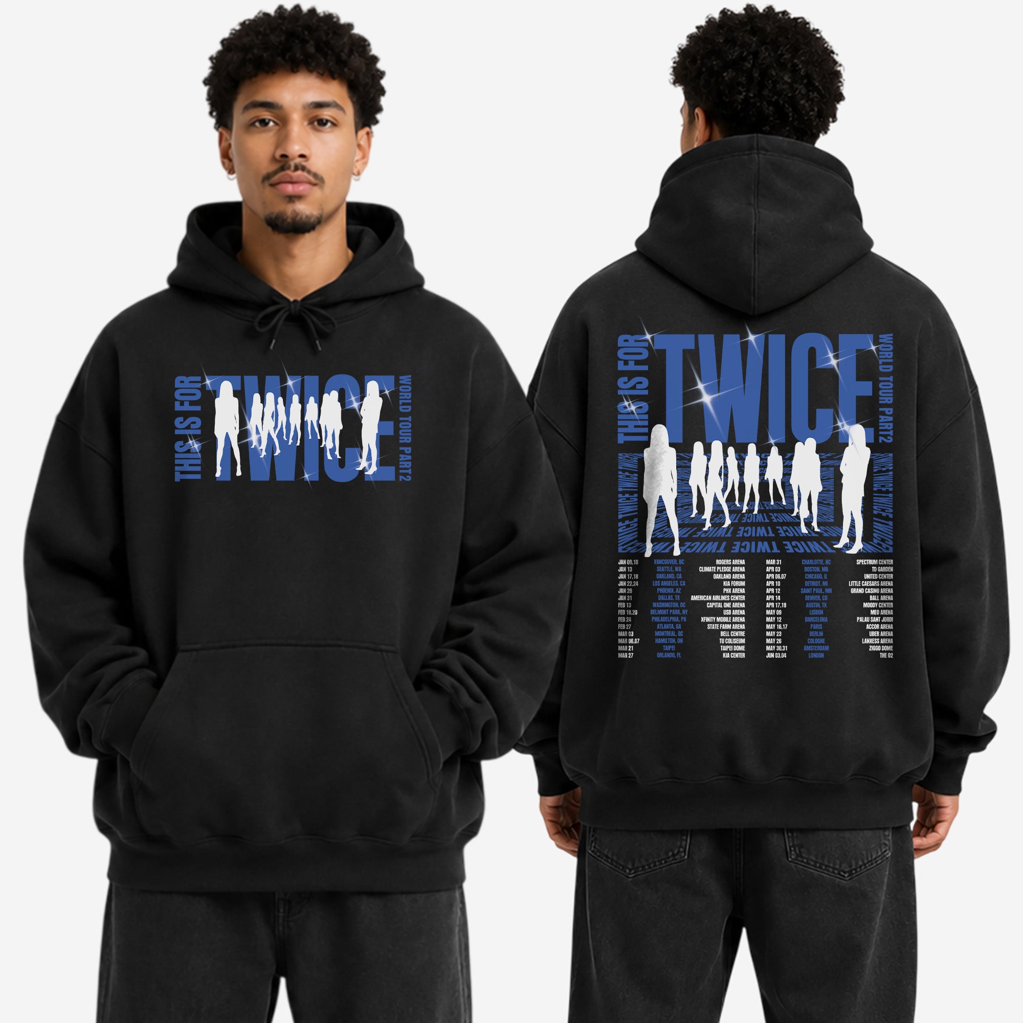 TWICE This Is For Tour 2026 Hoodie - Men view, Y2K kpop concert hoodie