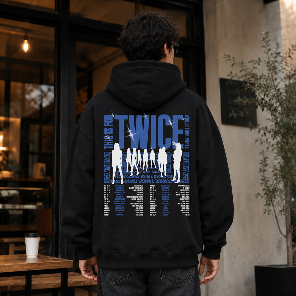TWICE This Is For Tour 2026 Hoodie - Men Back view, Y2K kpop concert hoodie