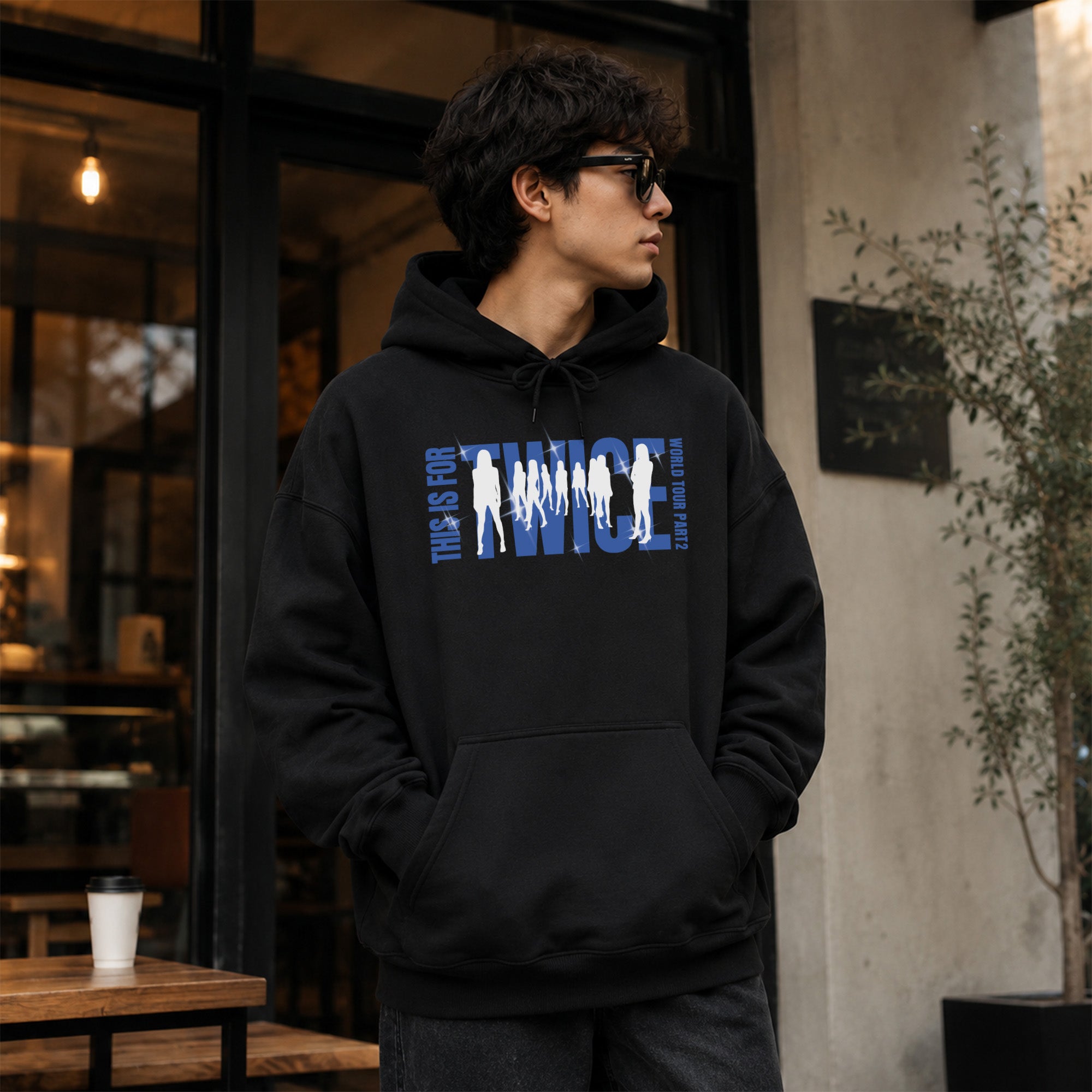 TWICE This Is For Tour 2026 Hoodie - Men Front view, Y2K kpop concert hoodie