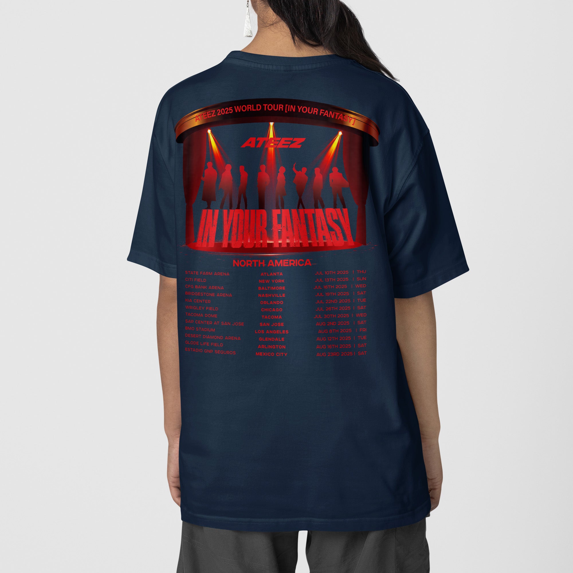 ATEEZ Tour In Your Fantasy in North America T-Shirt - Back view, Y2K kpop concert tee