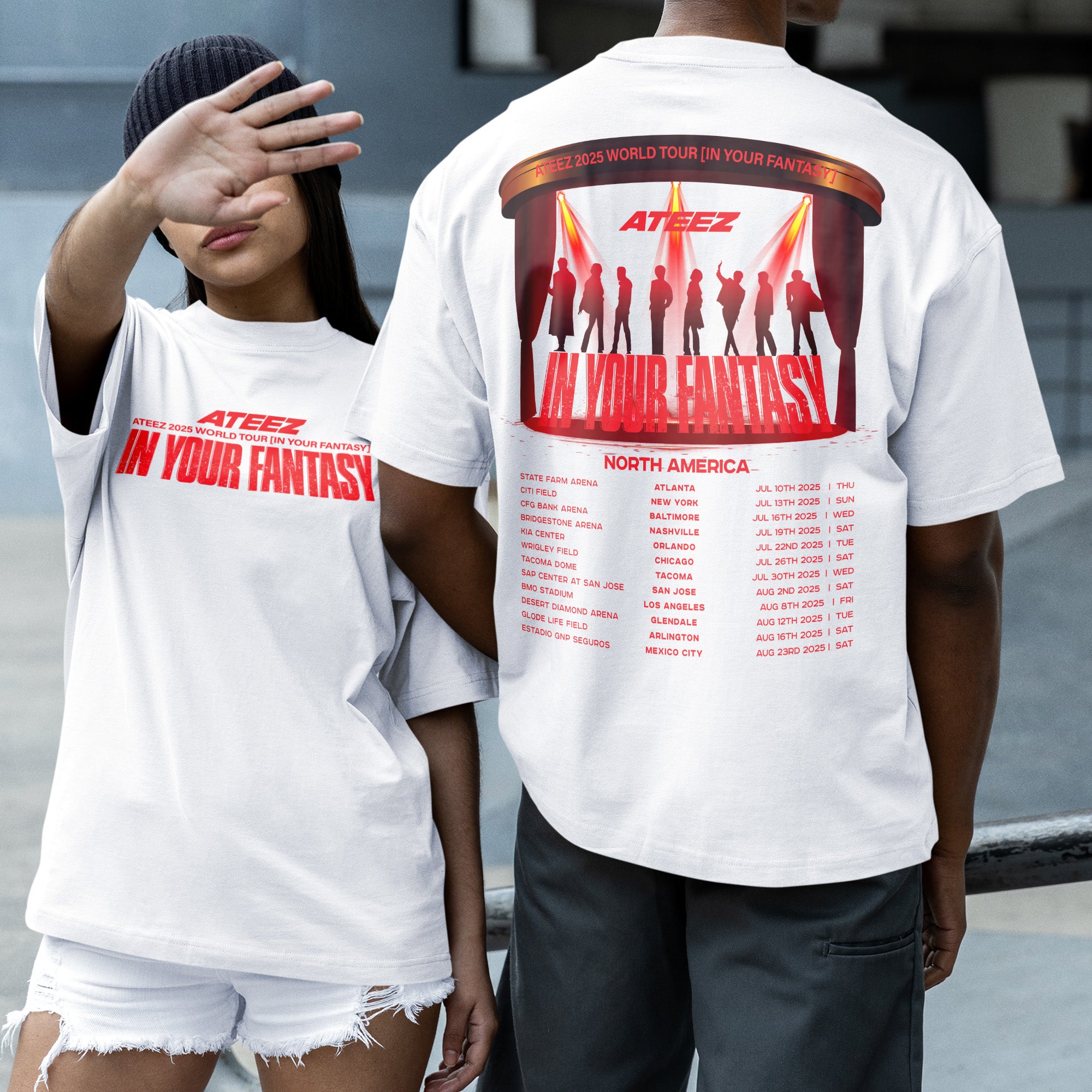 ATEEZ Tour In Your Fantasy in North America T-Shirt - Couple 2 view, Y2K kpop concert tee