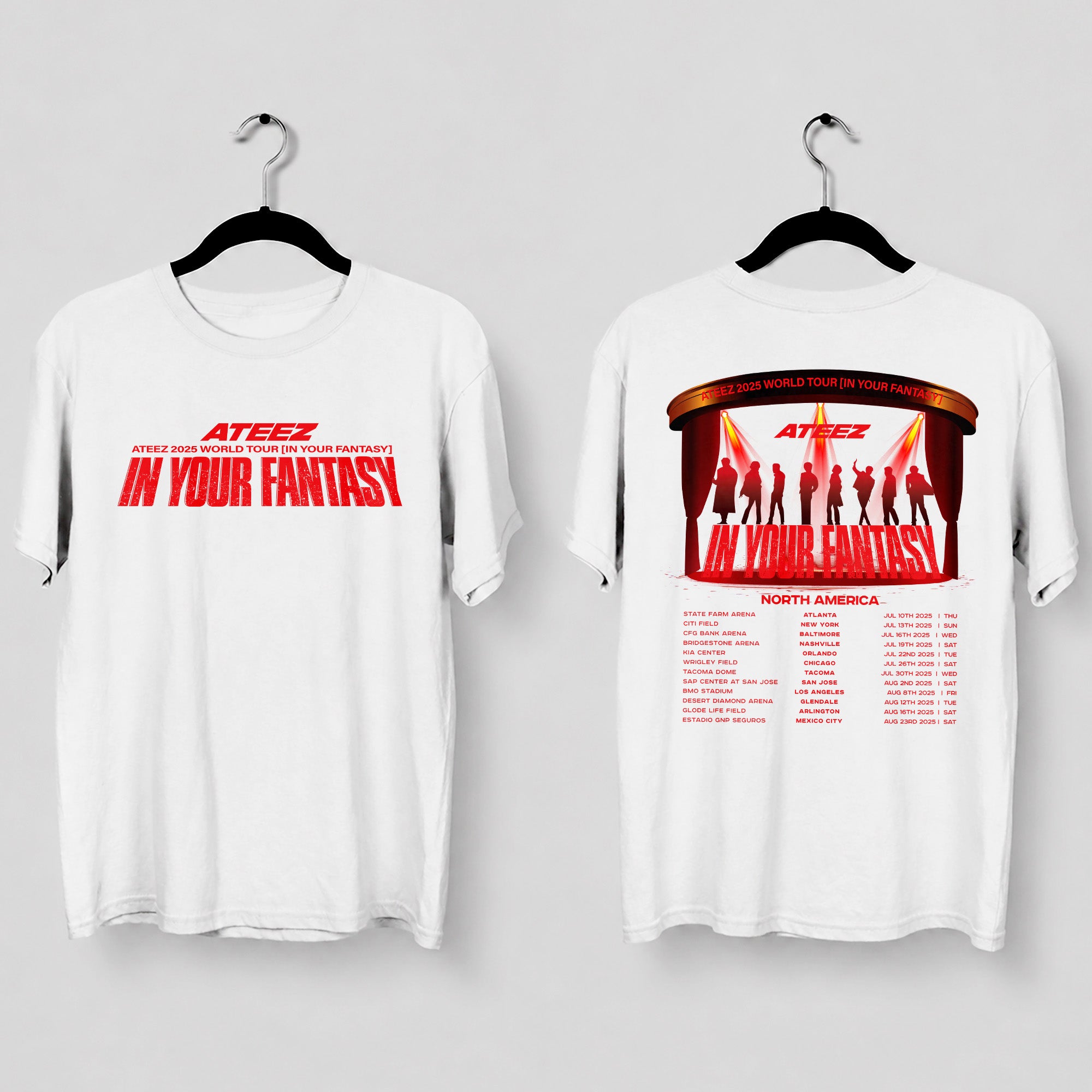 ATEEZ Tour In Your Fantasy in North America T-Shirt - Main view, Y2K kpop concert tee