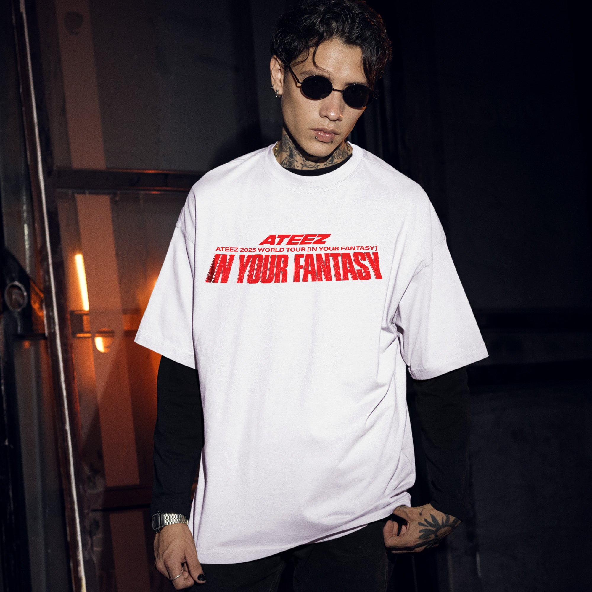 ATEEZ Tour In Your Fantasy in North America T-Shirt - Men Front view, Y2K kpop concert tee