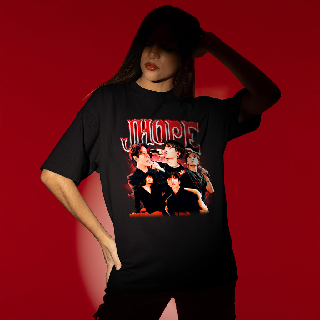 BTS J-Hope Graphic T-Shirt - Women view, Y2K kpop concert tee