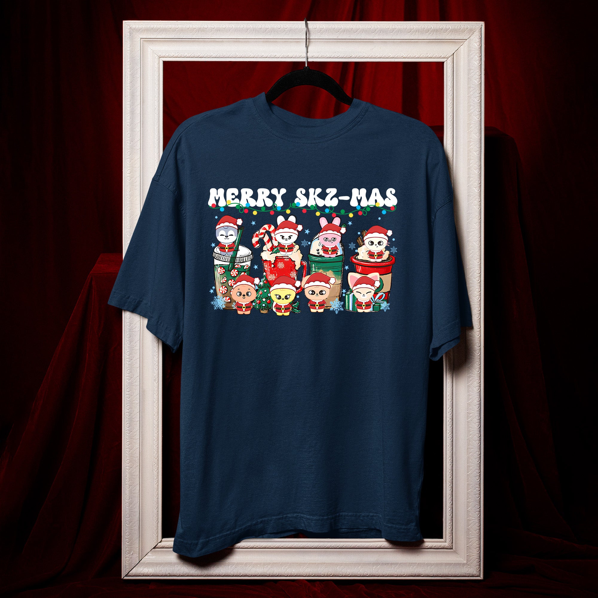Stray Kids Merry Skz-mas T-Shirt - Hang view, Y2K kpop concert tee