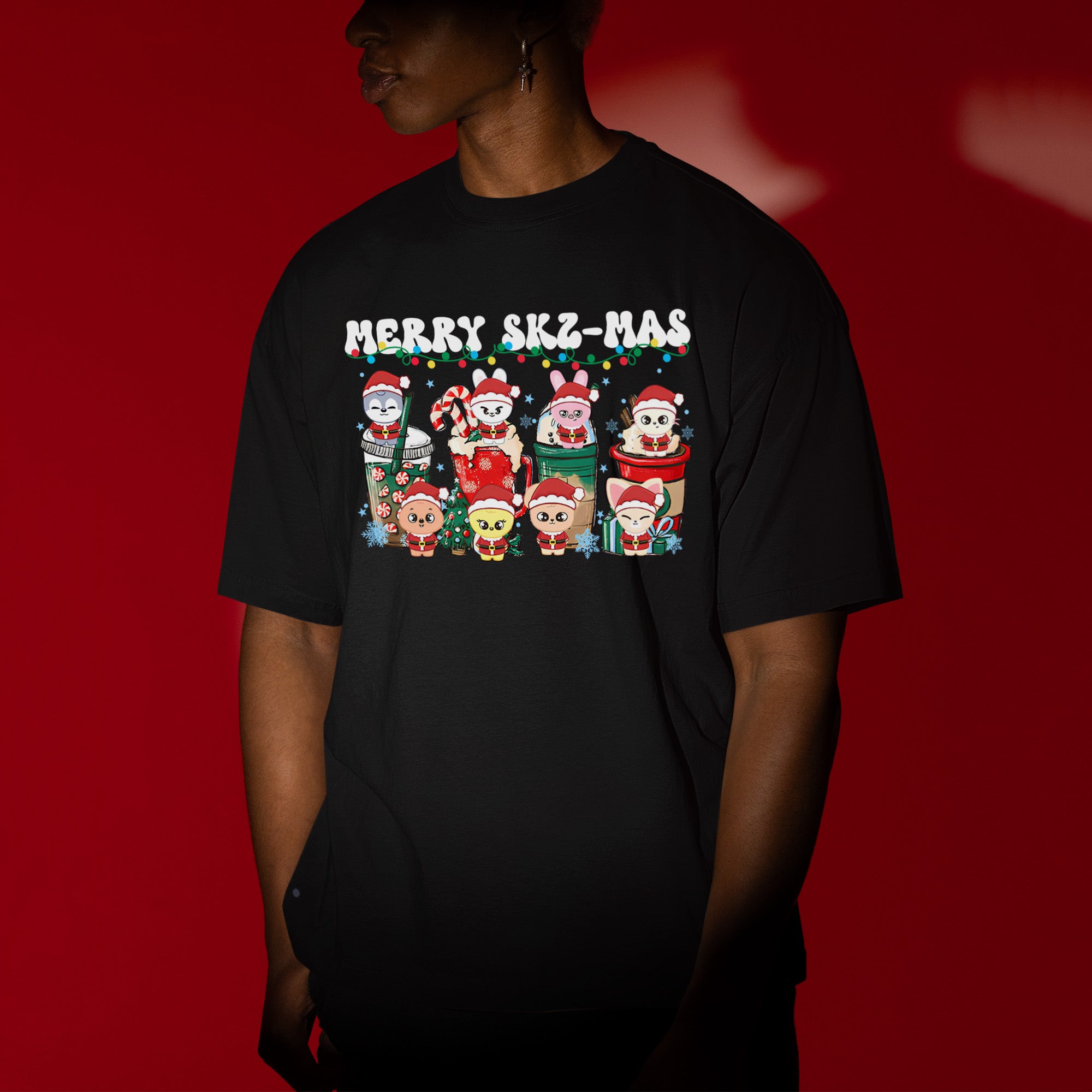Stray Kids Merry Skz-mas T-Shirt - Men view, Y2K kpop concert tee