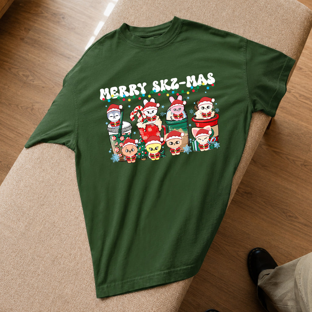 Stray Kids Merry Skz-mas T-Shirt - Spread view, Y2K kpop concert tee