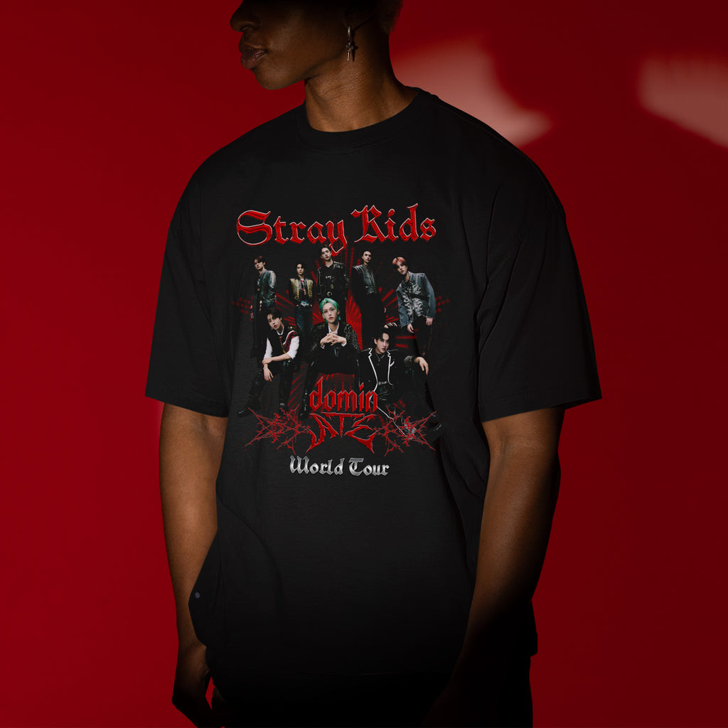 Stray Kids DominATE World Tour Fans T-Shirt - Men view, Y2K kpop concert tee
