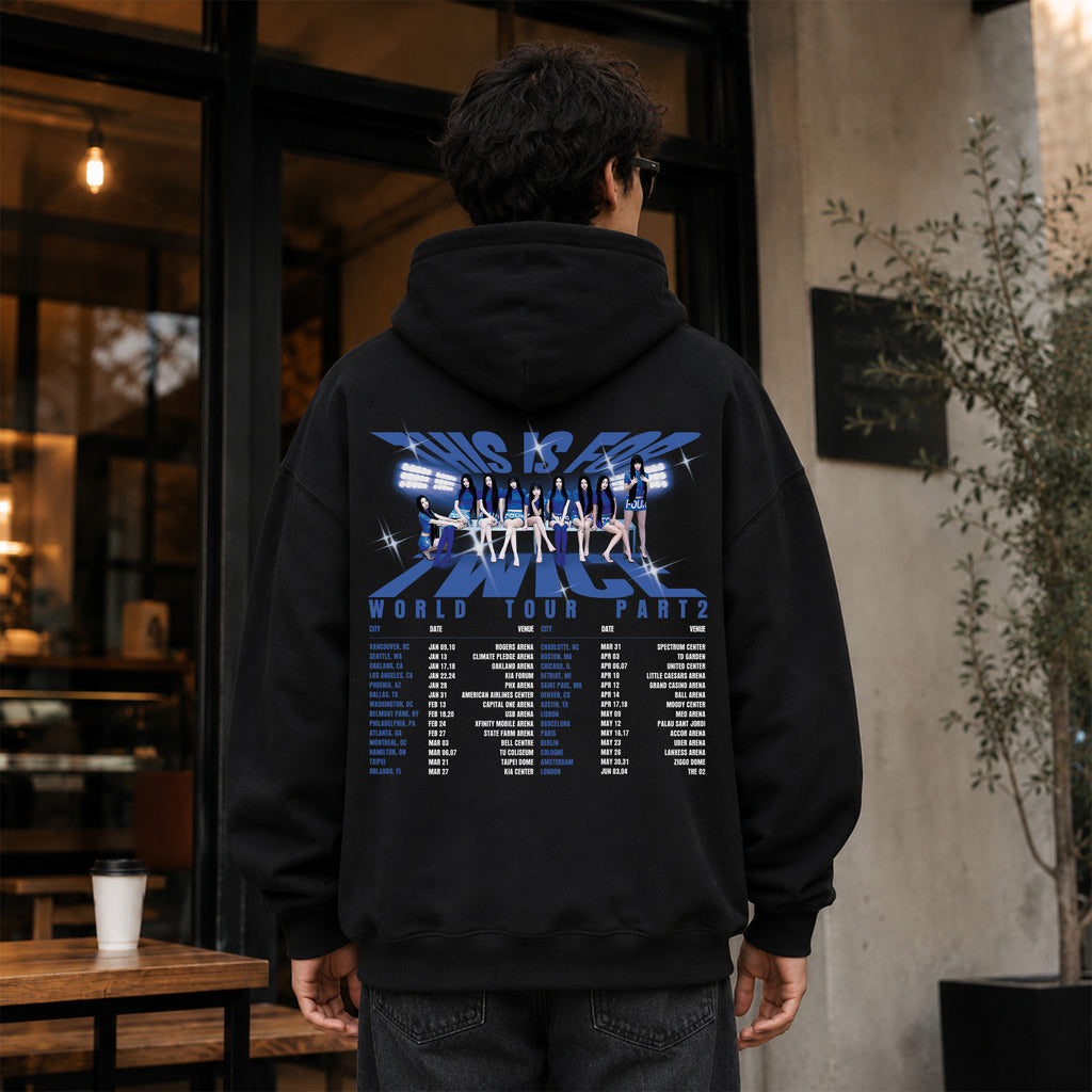 TWICE This Is For Tour 2026 in US Hoodie - Men Back view, Y2K kpop concert hoodie