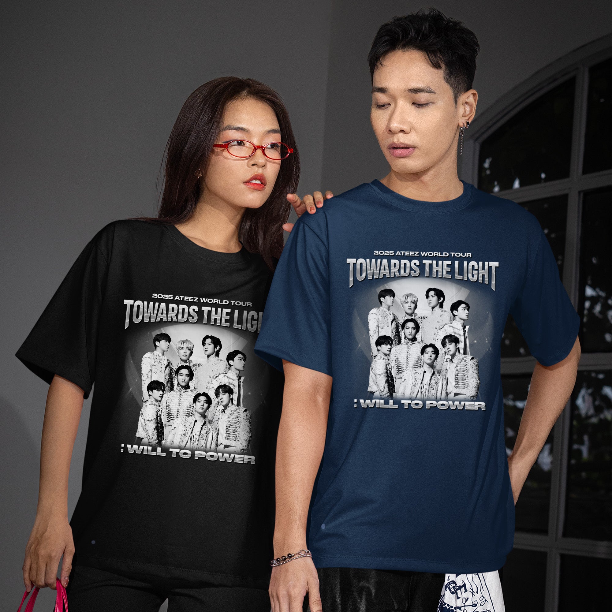 ATEEZ Graphic Towards The Light Tour T-Shirt - Couple view, Y2K kpop concert tee