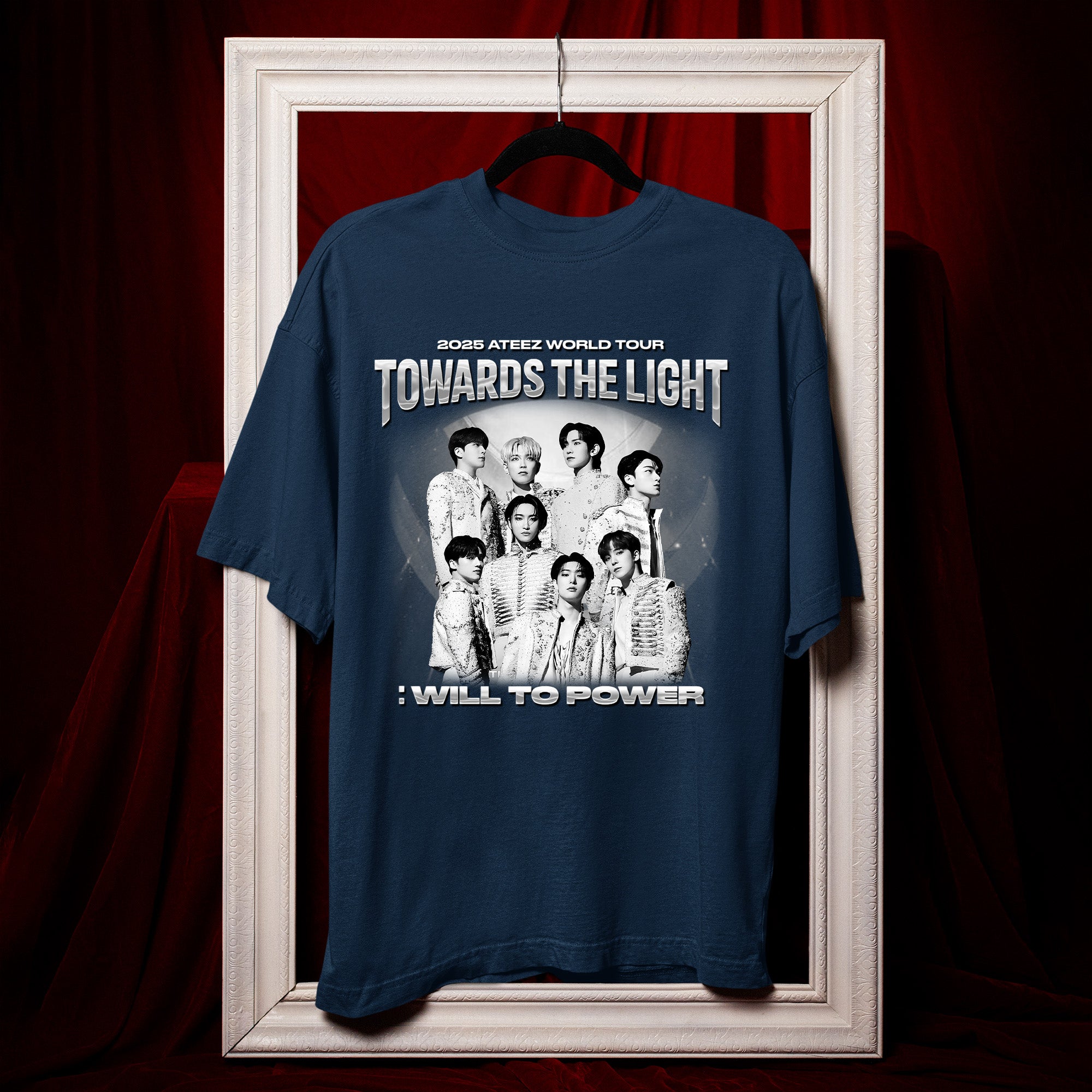 ATEEZ Graphic Towards The Light Tour T-Shirt - Hang view, Y2K kpop concert tee