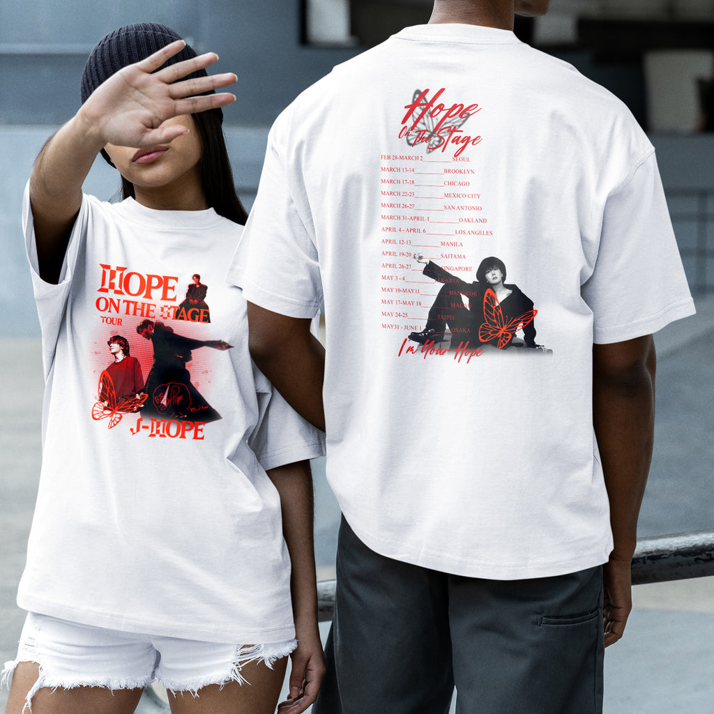 BTS J-Hope Inspired Hope On The Stage Streetwear T-Shirt - Couple 2 view, Y2K kpop concert tee