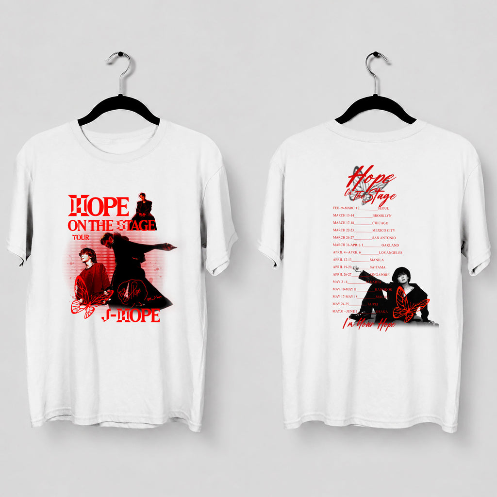 BTS J-Hope Inspired Hope On The Stage Streetwear T-Shirt - Main view, Y2K kpop concert tee