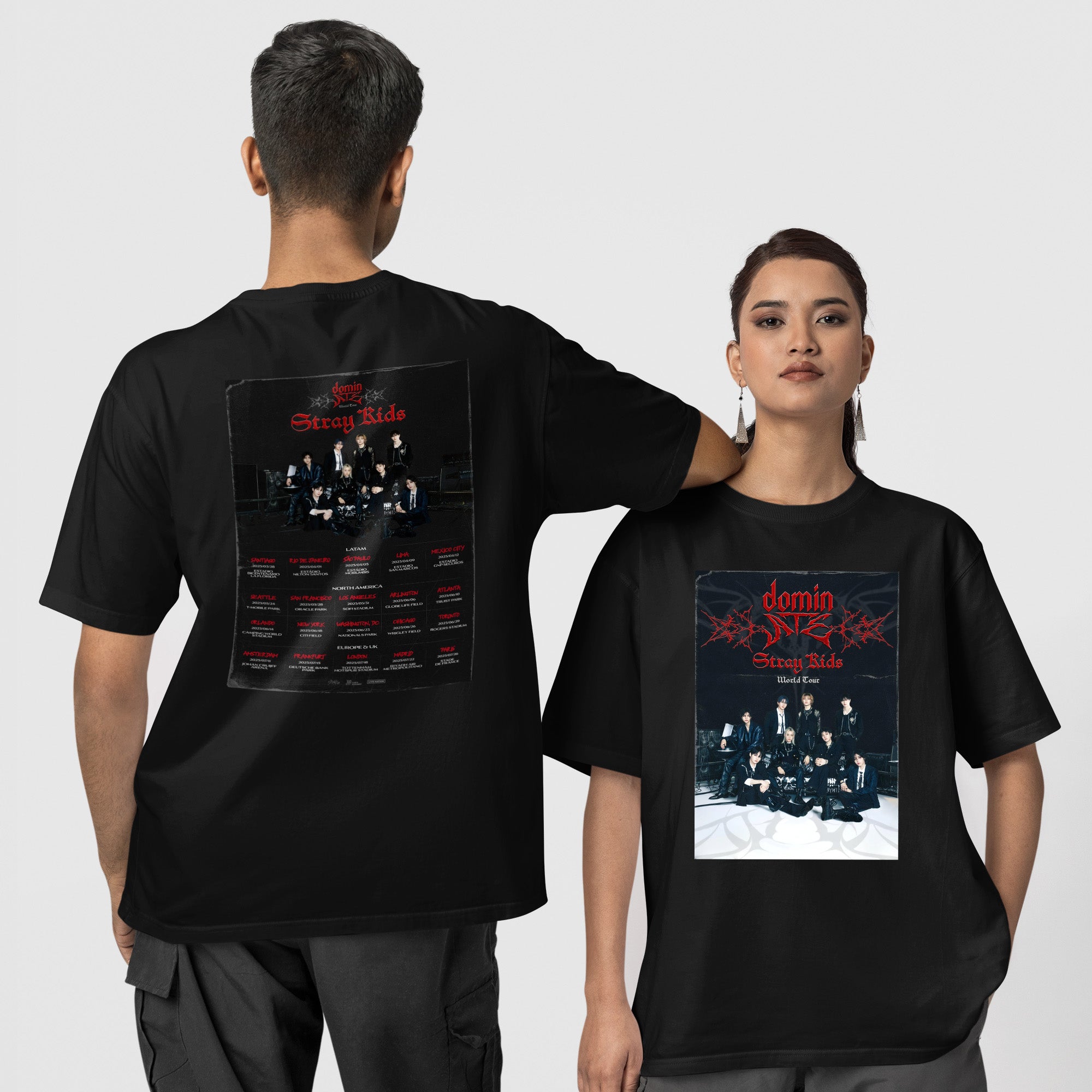 Stray Kids DominATE Area T-Shirt - Couple 1 view, Y2K kpop concert tee
