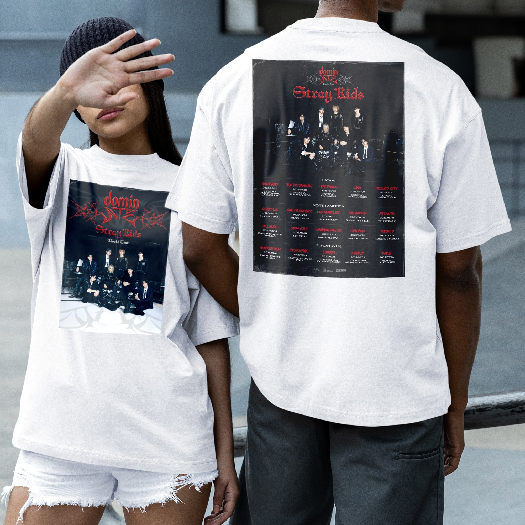 Stray Kids DominATE Area T-Shirt - Couple 2 view, Y2K kpop concert tee