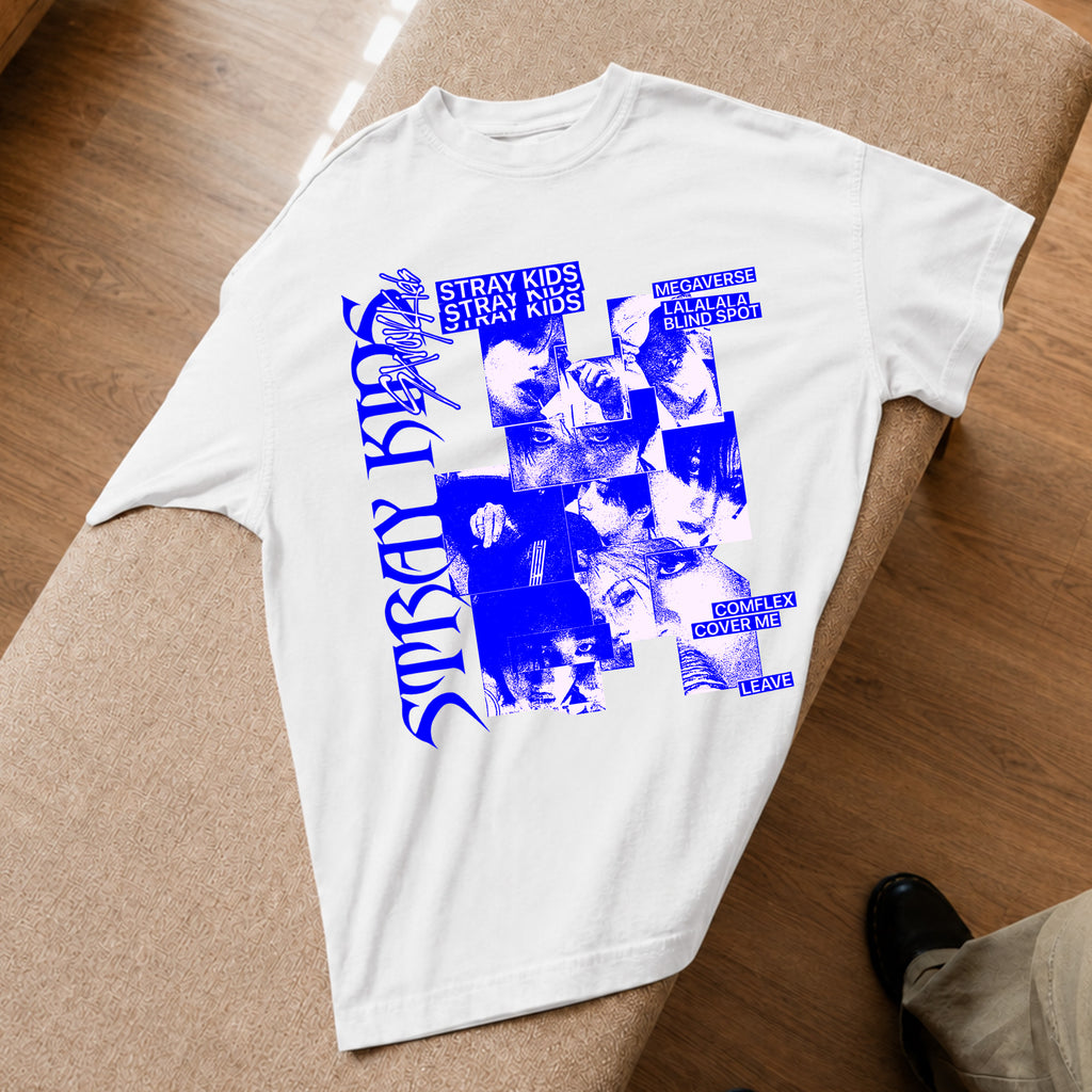 Stray Kids Prints T-Shirt - Spread view, Y2K kpop concert tee