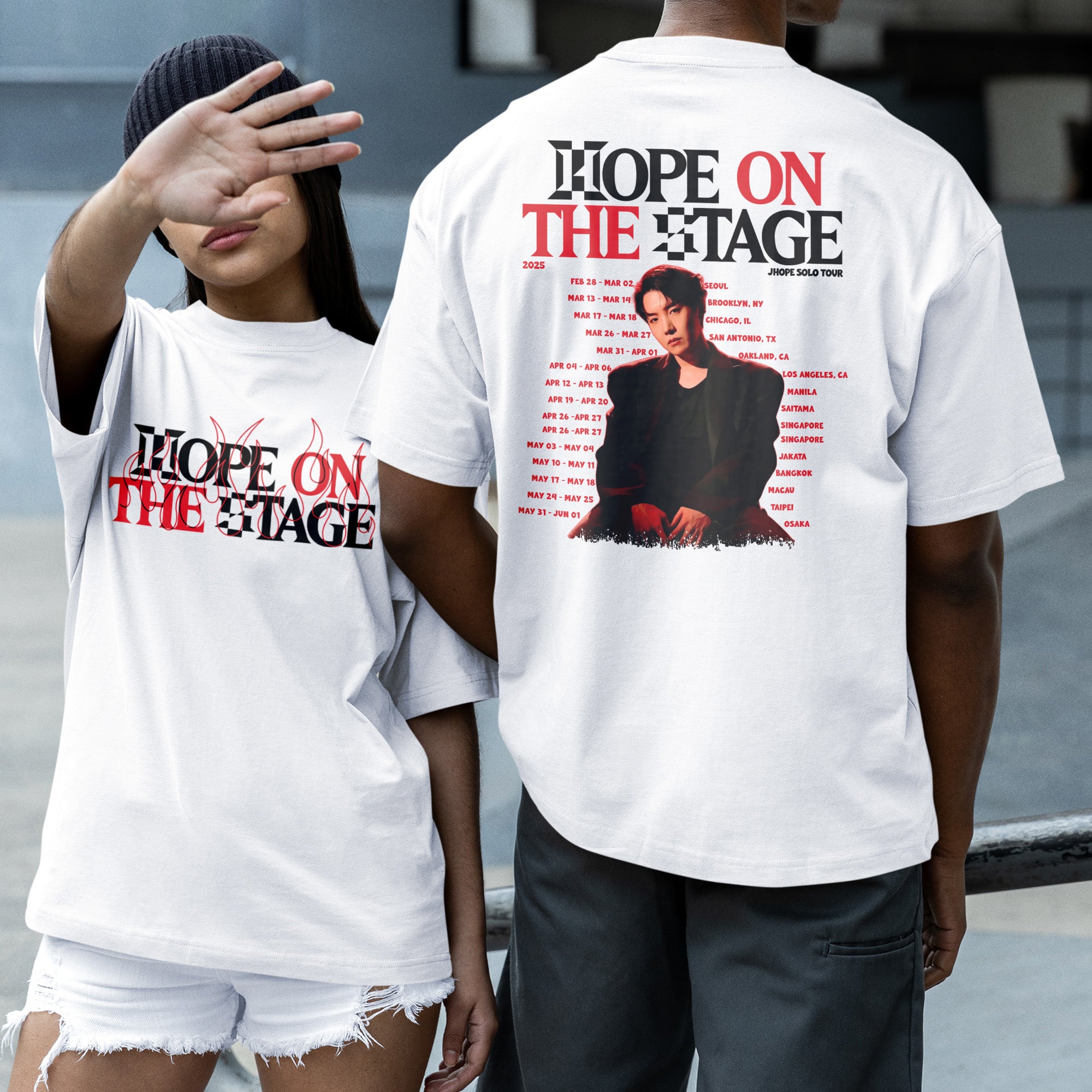 BTS J-Hope Solo Tour 2025 T-Shirt - Couple 2 view, Y2K kpop concert tee