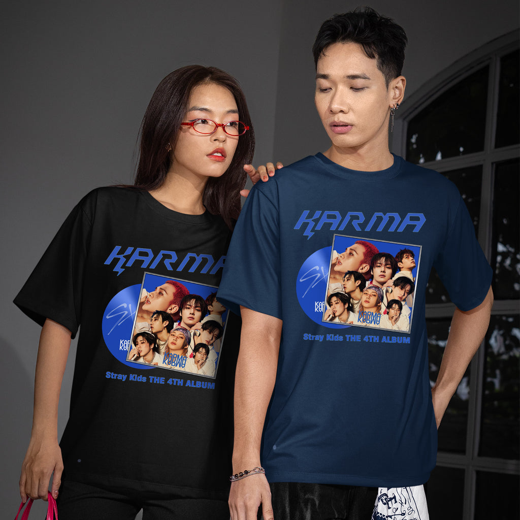 Stray Kids Karma 4th Album T-Shirt - Couple view, Y2K kpop concert tee