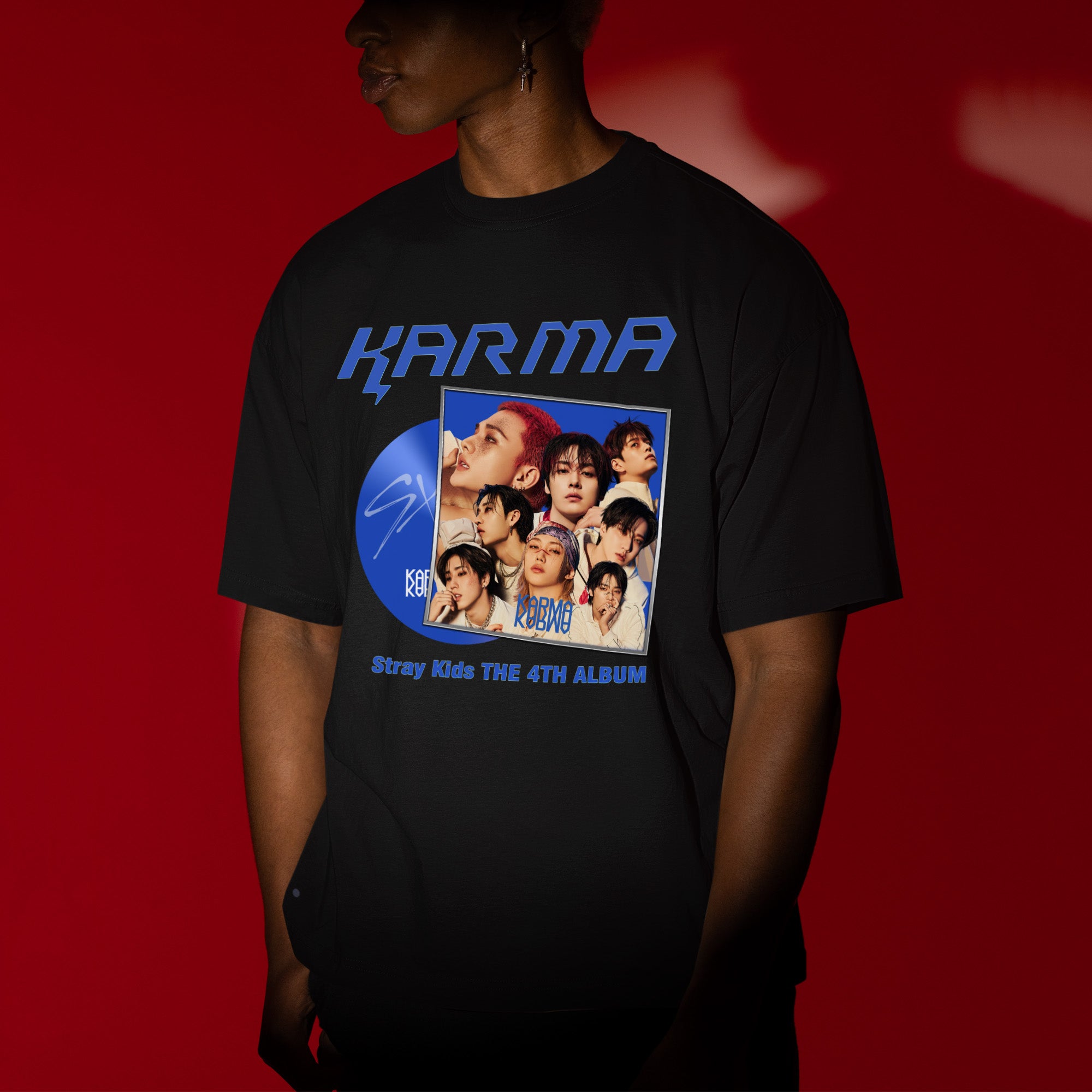 Stray Kids Karma 4th Album T-Shirt - Men view, Y2K kpop concert tee