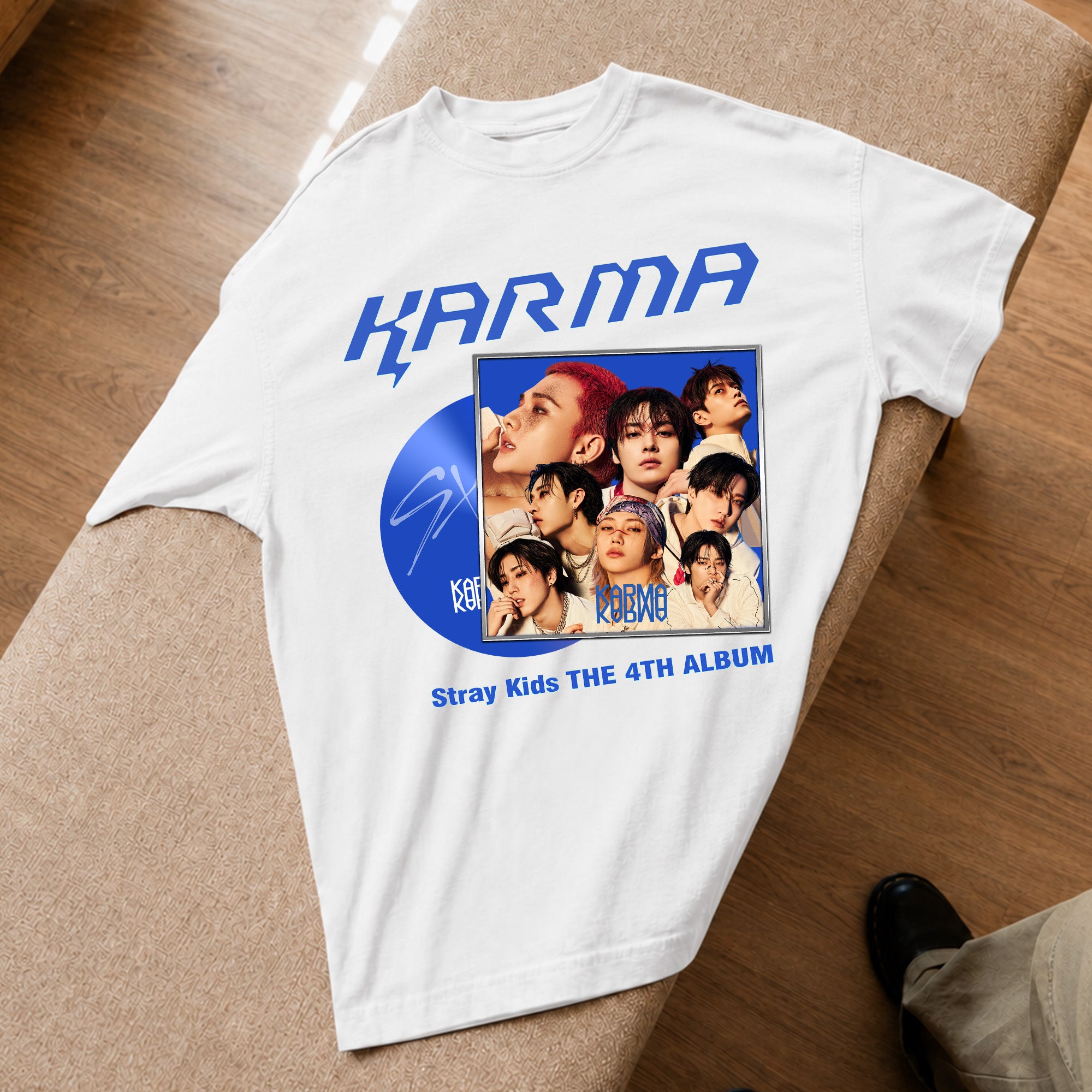 Stray Kids Karma 4th Album T-Shirt - Spread view, Y2K kpop concert tee