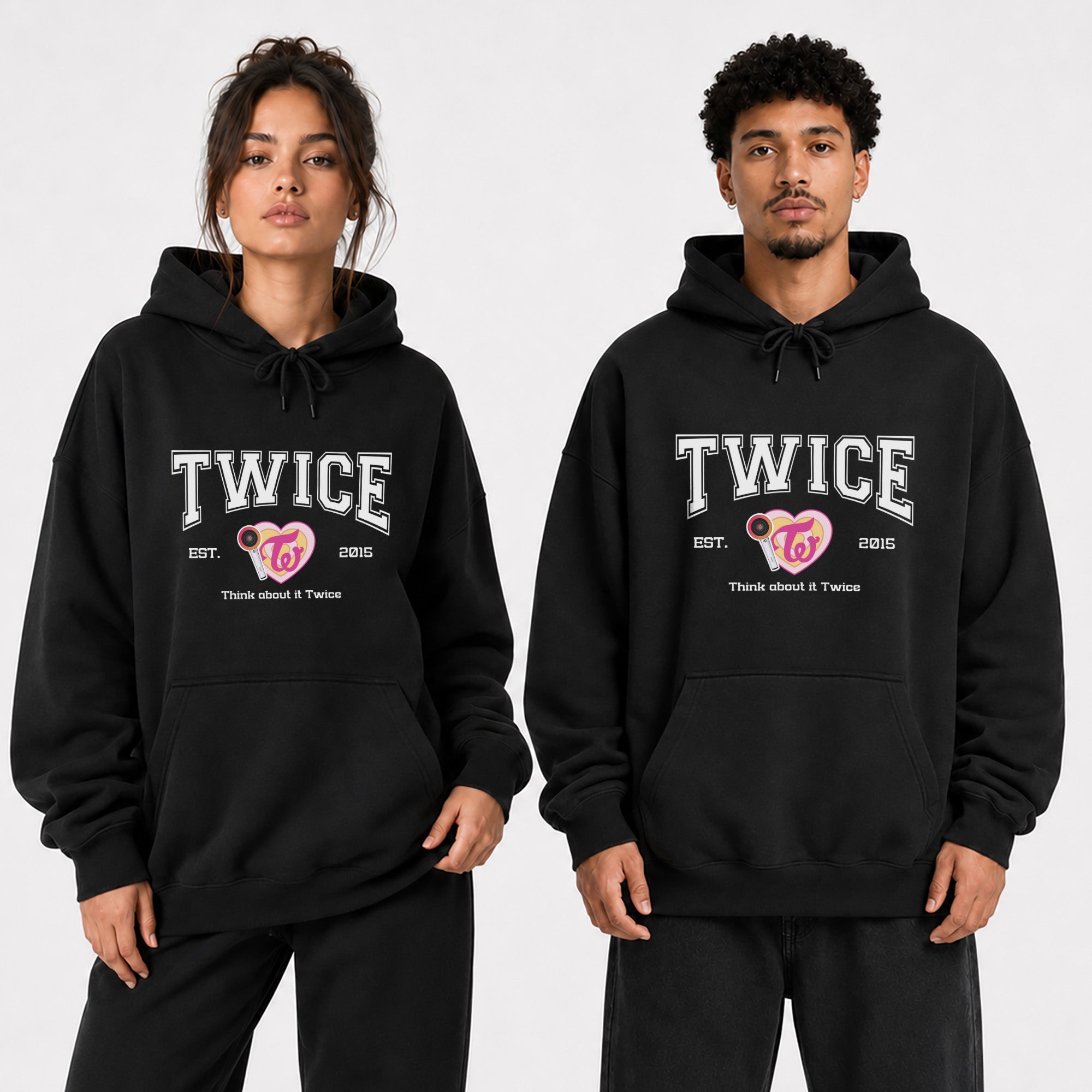 TWICE Est 2015 Graphic Hoodie - Couple view, Y2K kpop concert hoodie