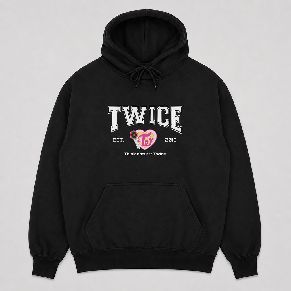 TWICE Est 2015 Graphic Hoodie - Front view, Y2K kpop concert hoodie