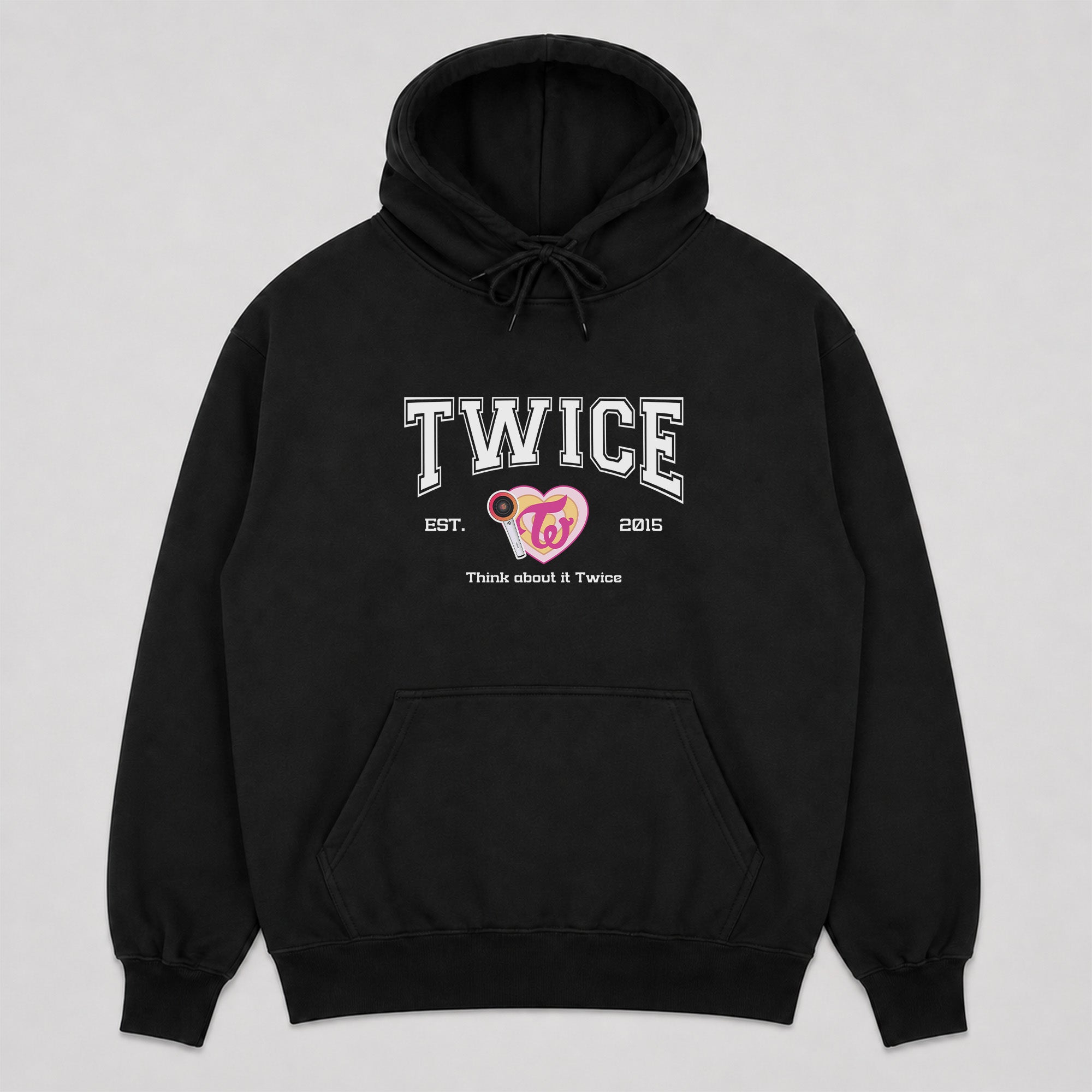 TWICE Est 2015 Graphic Hoodie - Front view, Y2K kpop concert hoodie