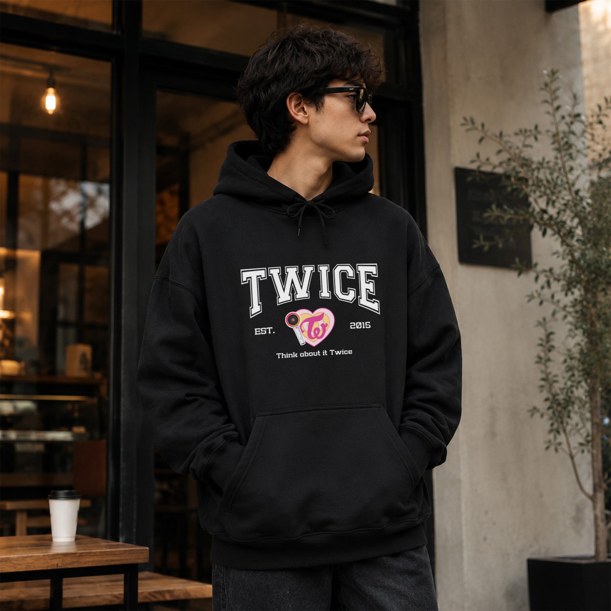 TWICE Est 2015 Graphic Hoodie - Men view, Y2K kpop concert hoodie