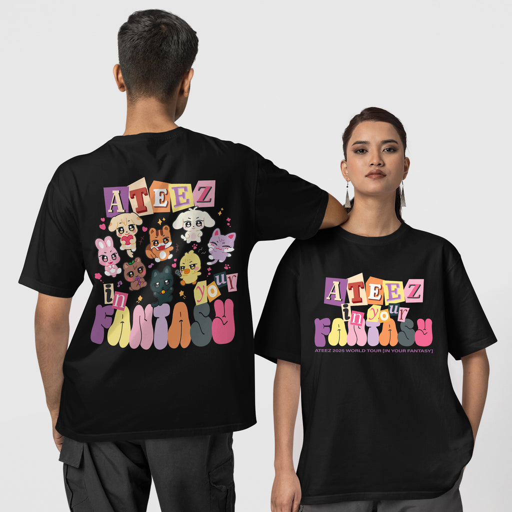 ATEEZ Cute Aniteez In Your Fantasy T-Shirt - Couple 1 view, Y2K kpop concert tee
