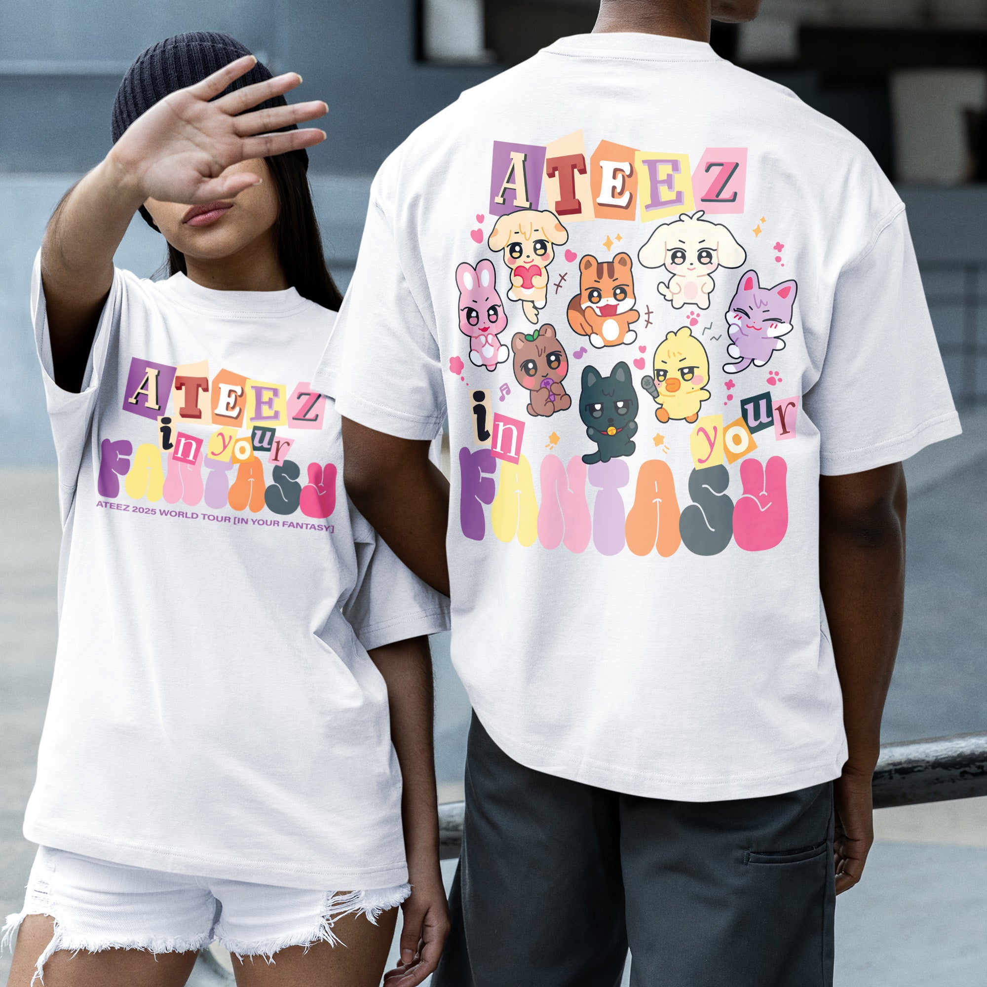 ATEEZ Cute Aniteez In Your Fantasy T-Shirt - Couple 2 view, Y2K kpop concert tee