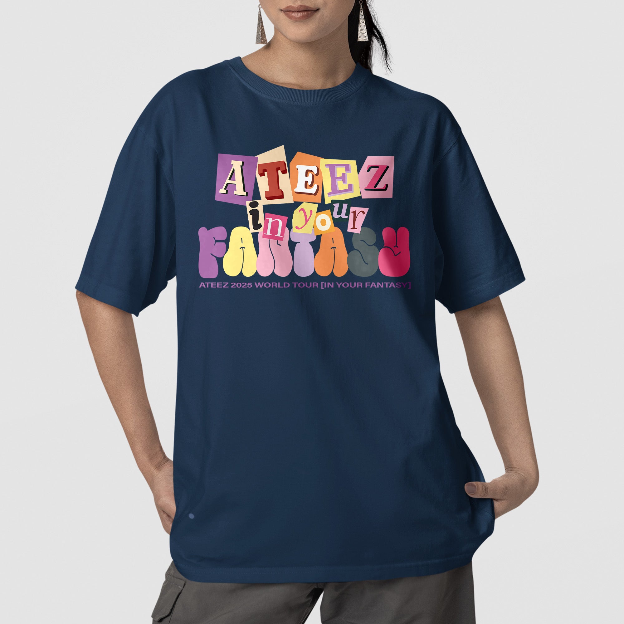 ATEEZ Cute Aniteez In Your Fantasy T-Shirt - Front view, Y2K kpop concert tee