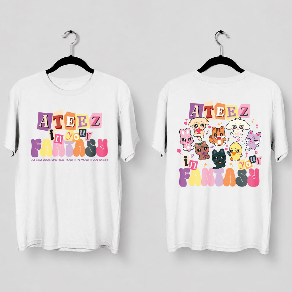 ATEEZ Cute Aniteez In Your Fantasy T-Shirt - Main view, Y2K kpop concert tee
