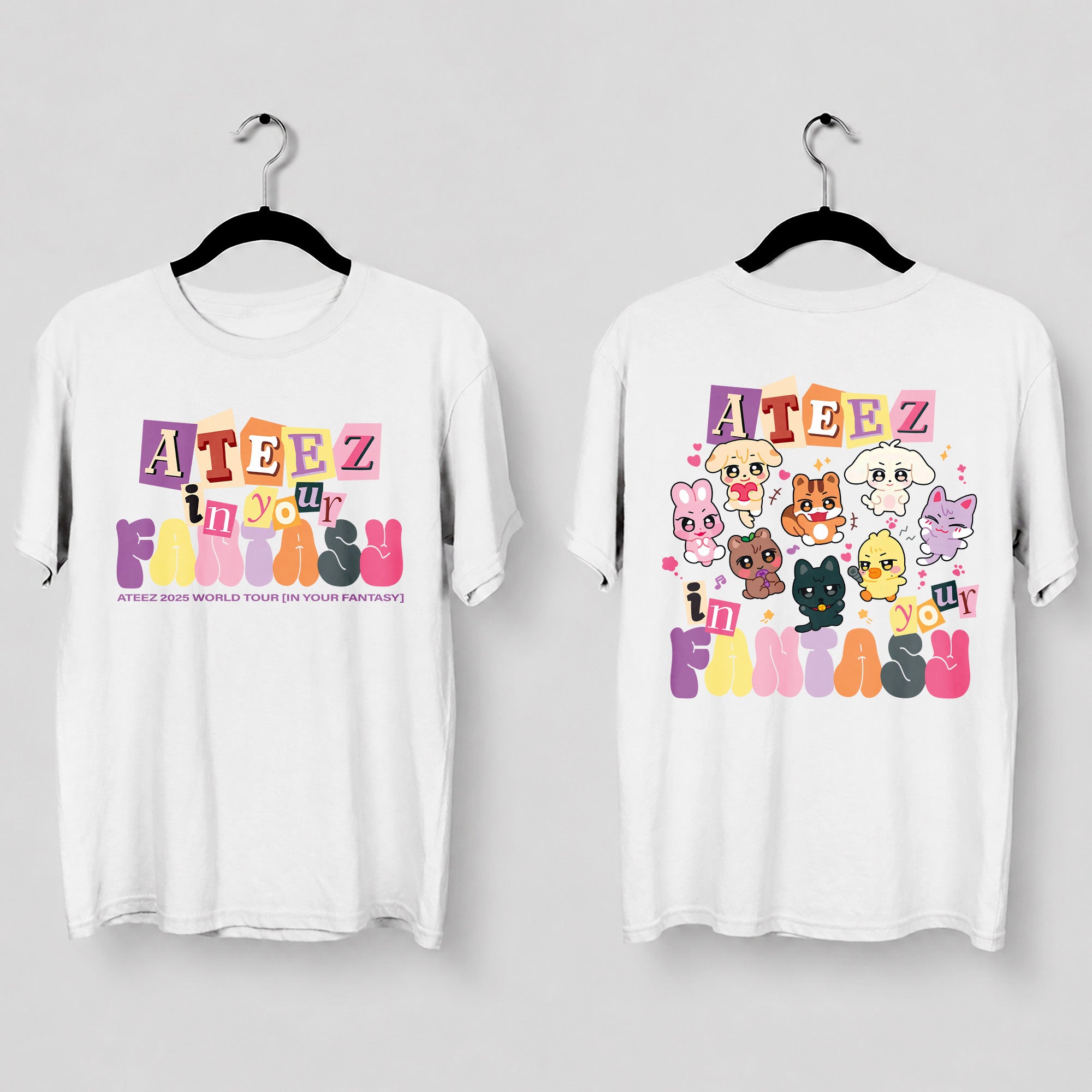 ATEEZ Cute Aniteez In Your Fantasy T-Shirt - Main view, Y2K kpop concert tee