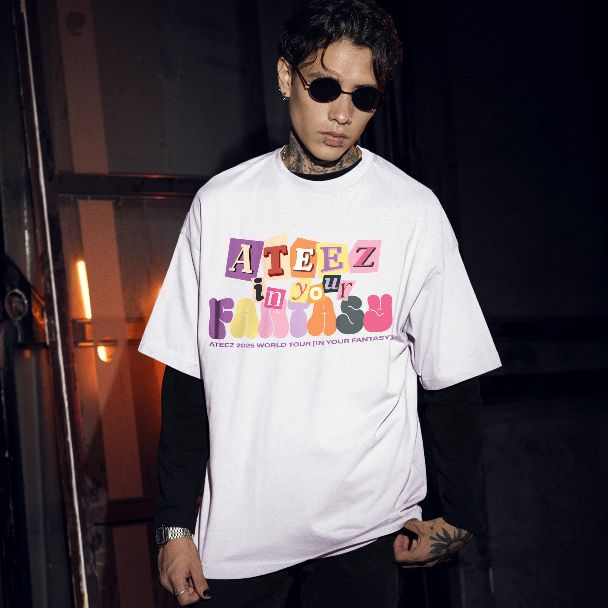 ATEEZ Cute Aniteez In Your Fantasy T-Shirt - Men Front view, Y2K kpop concert tee