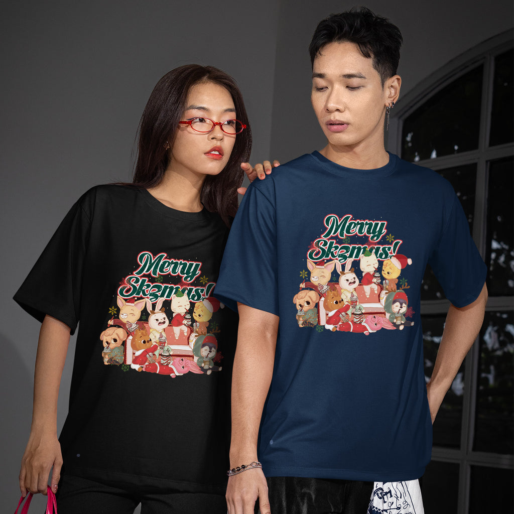 Stray Kids Cute Merry Skzmas T-Shirt - Couple view, Y2K kpop concert tee