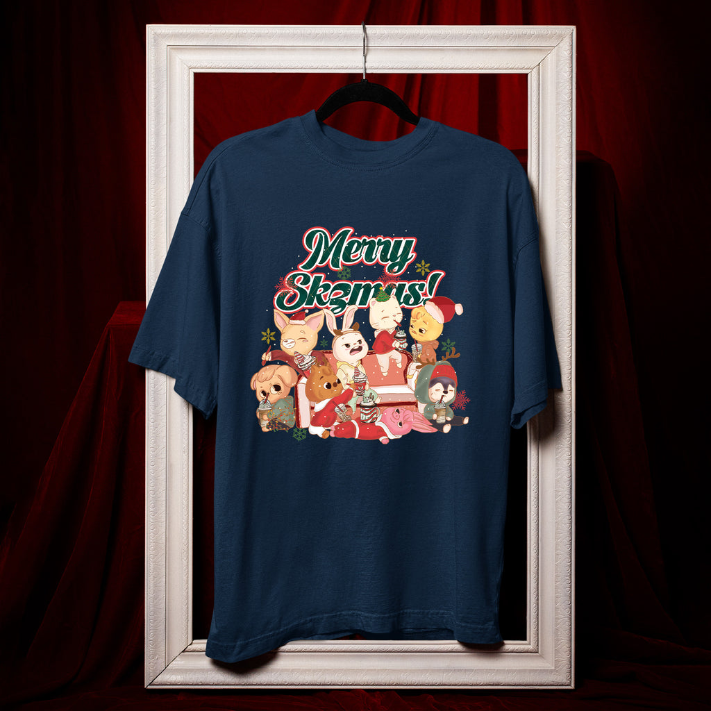 Stray Kids Cute Merry Skzmas T-Shirt - Hang view, Y2K kpop concert tee