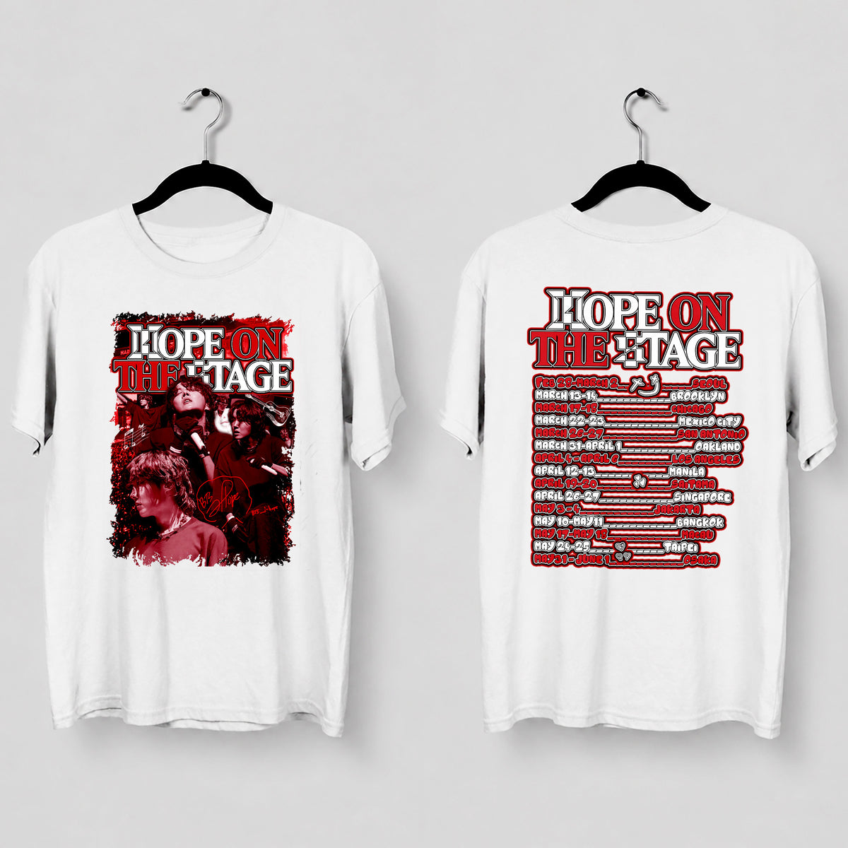 BTS J-Hope Bias 1st Solo Tour T-Shirt - Main view, Y2K kpop concert tee