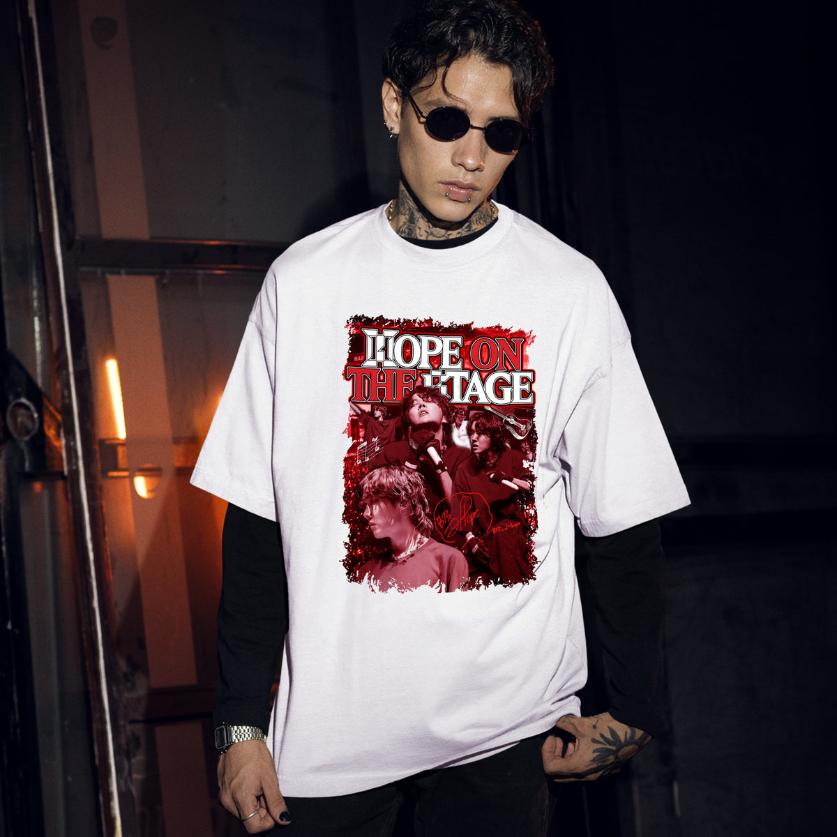 BTS J-Hope Bias 1st Solo Tour T-Shirt - Men Front view, Y2K kpop concert tee