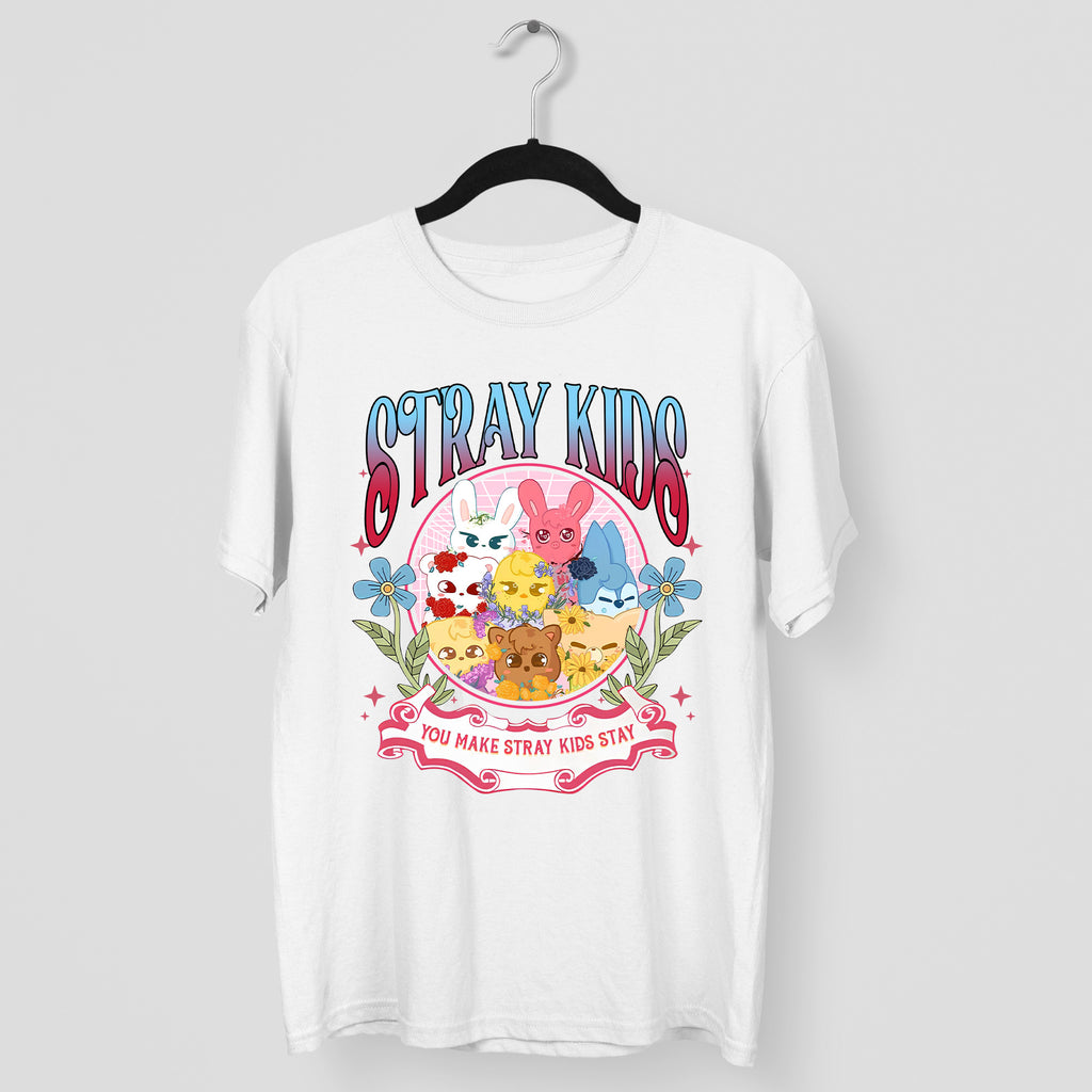 You Make Stray Kids Stay - Lovely Skzoo T-Shirt - Main view, Y2K kpop concert tee
