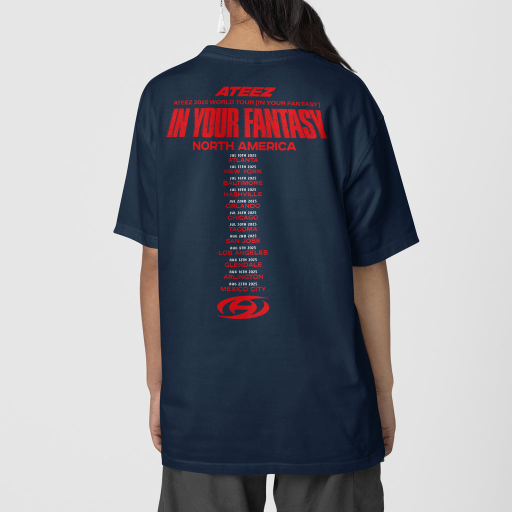 ATEEZ World Tour 2025 in US T-Shirt - Back view, Y2K kpop concert tee