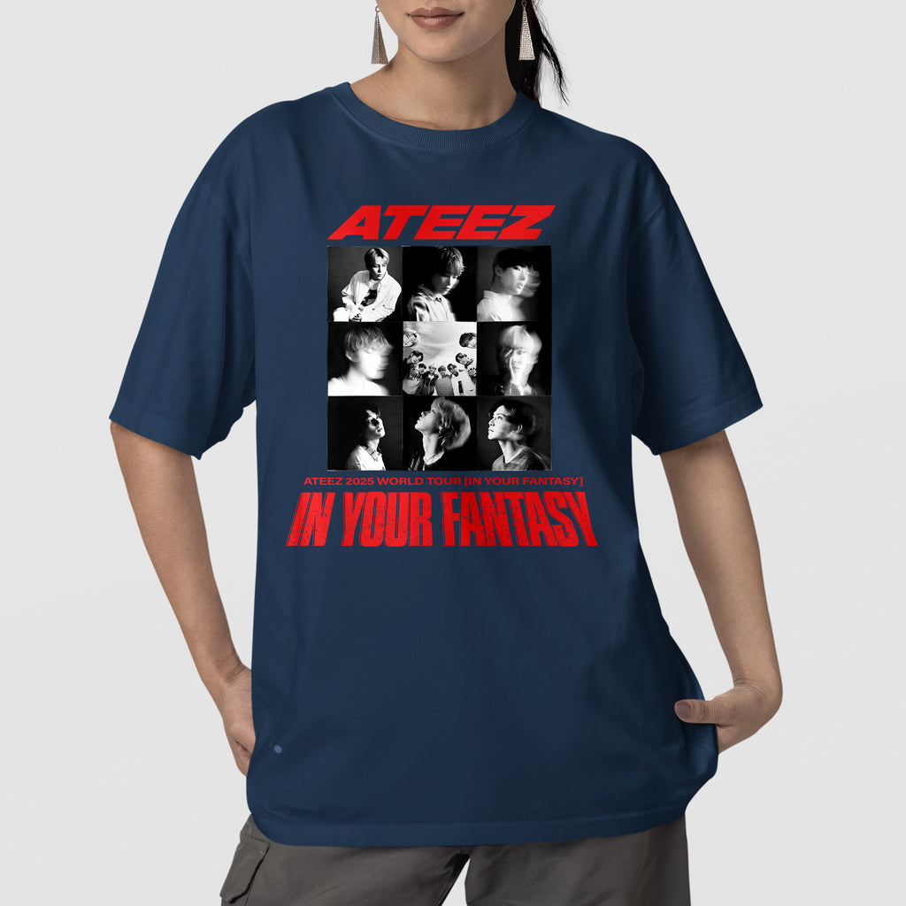 ATEEZ World Tour 2025 in US T-Shirt - Front view, Y2K kpop concert tee