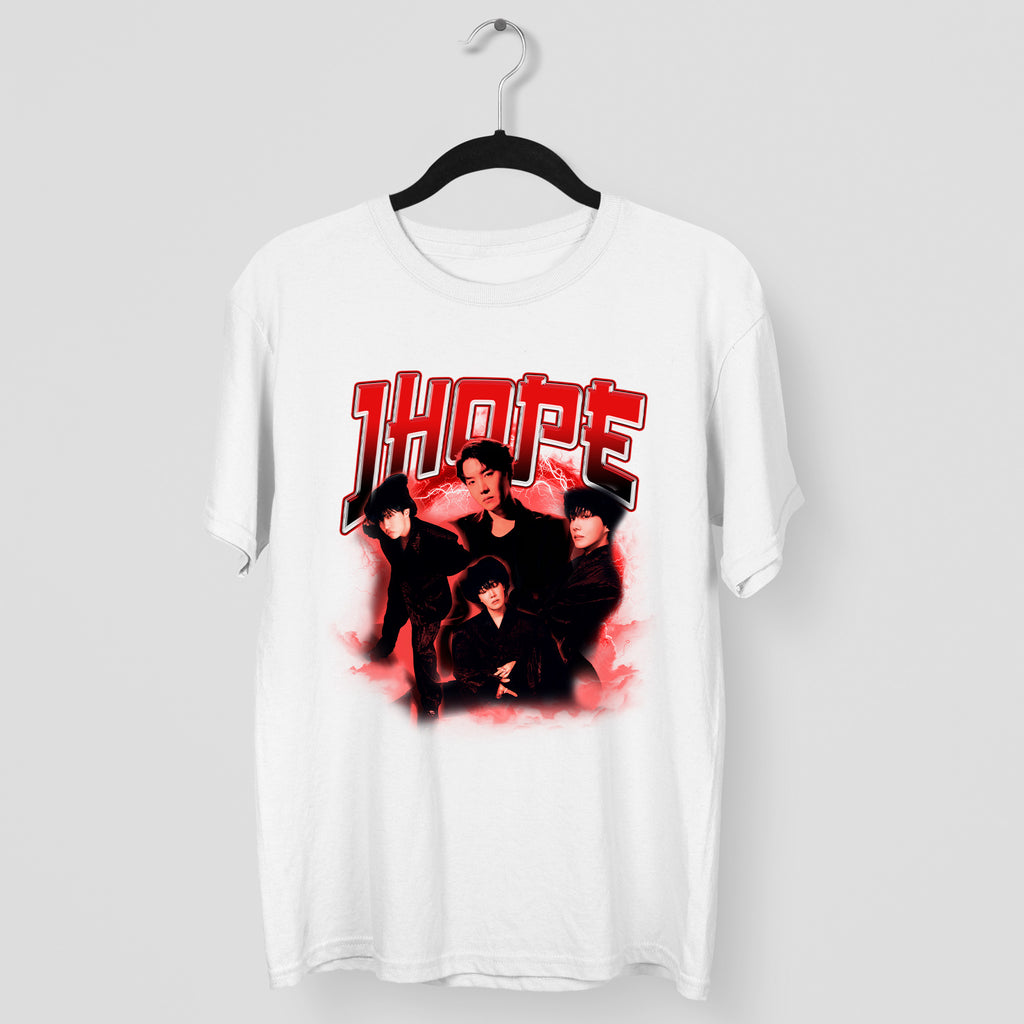BTS J-Hope Graphic Full Size T-Shirt - Main view, Y2K kpop concert tee