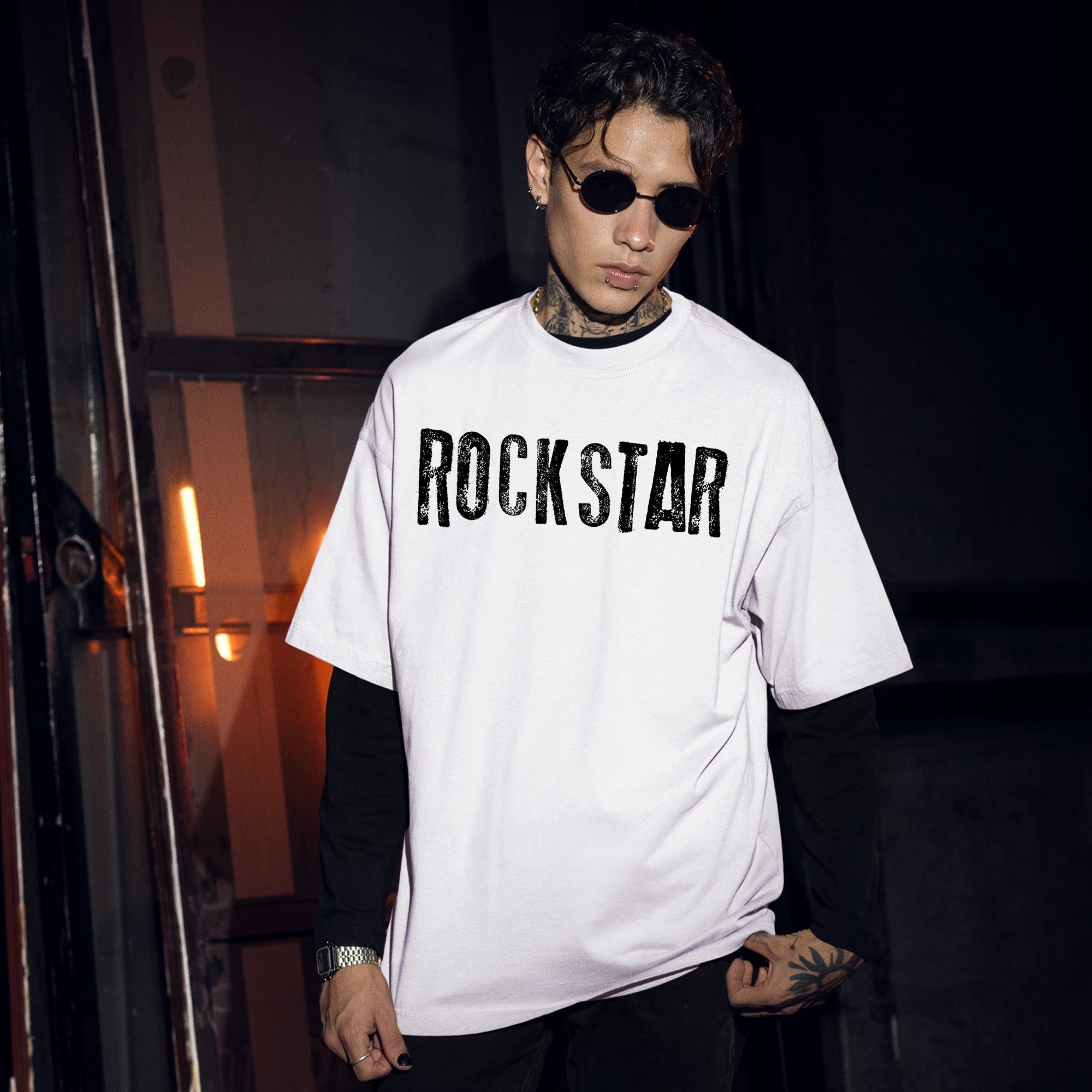 Stray Kids Han Jisung Rockstar T-Shirt - Men Front view, Y2K kpop concert tee
