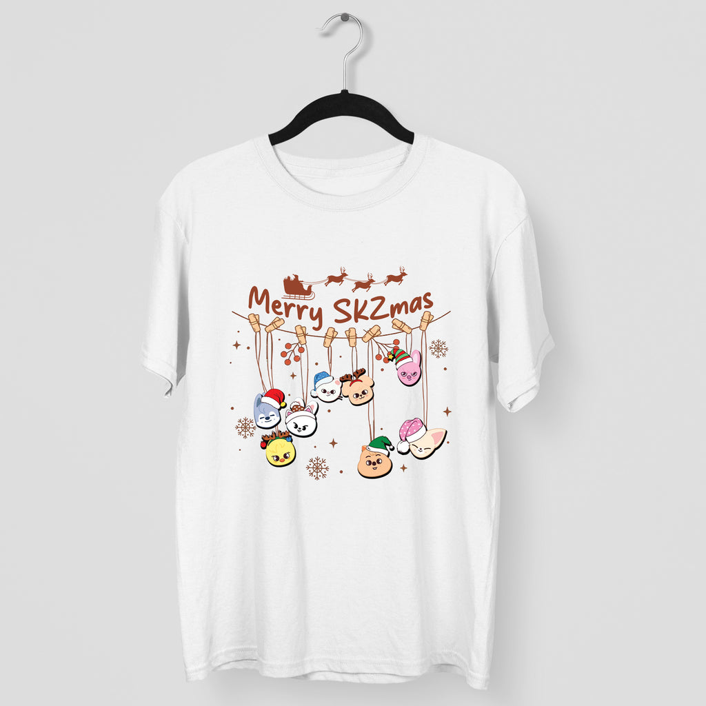 Stray Kids Merry Skzmas Skzoo T-Shirt - Main view, Y2K kpop concert tee