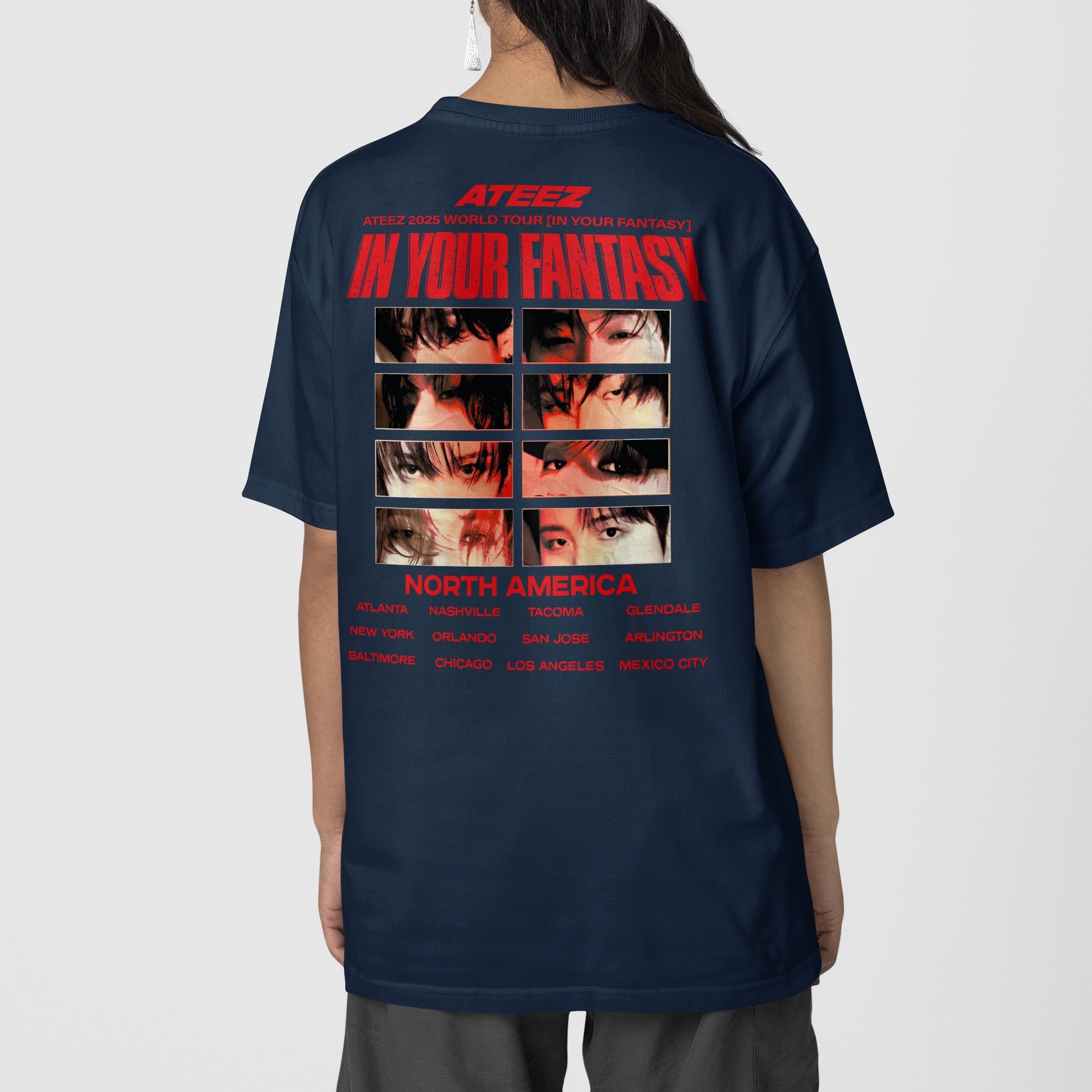 ATEEZ In Your Fantasy Tour Date T-Shirt - Back view, Y2K kpop concert tee