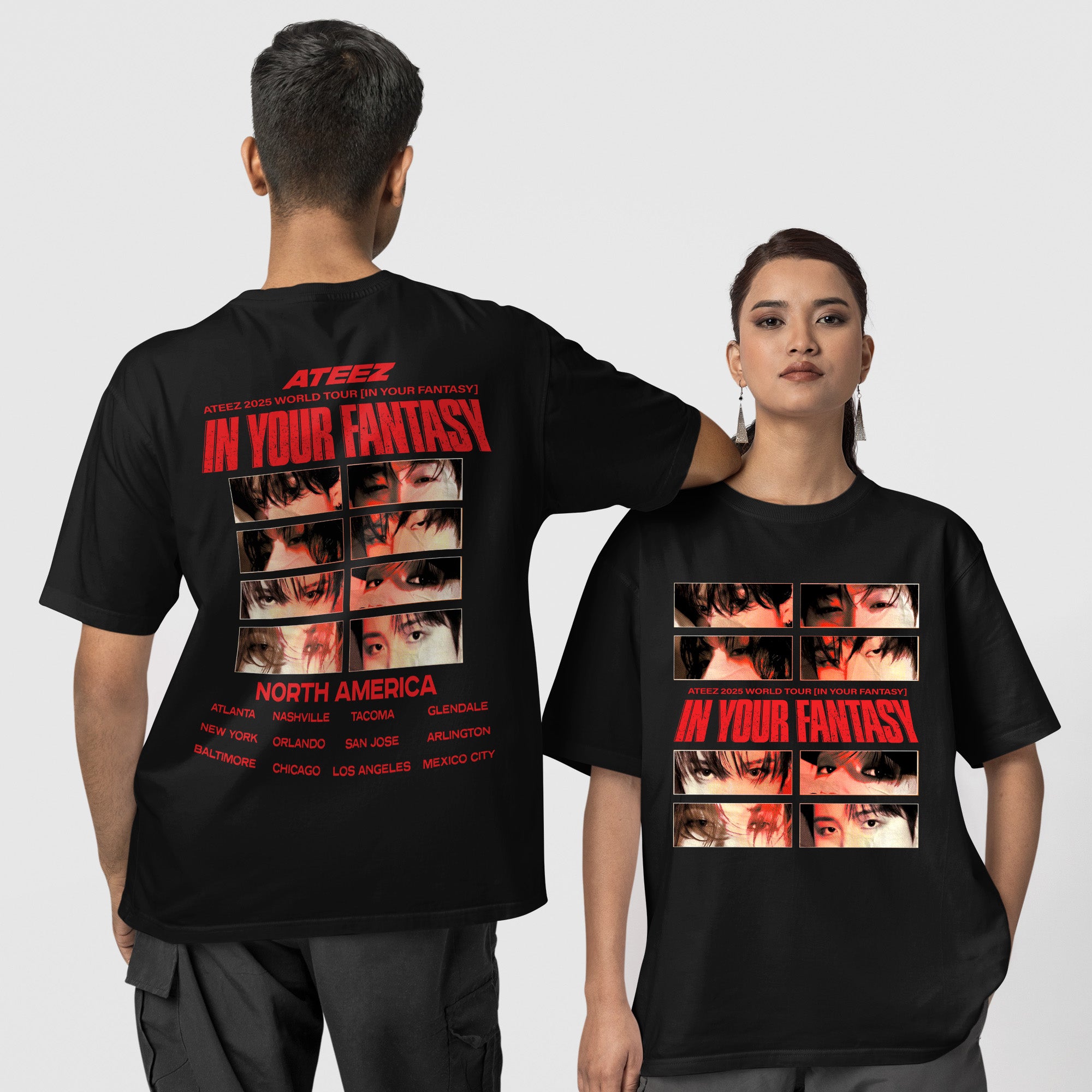 ATEEZ In Your Fantasy Tour Date T-Shirt - Couple 1 view, Y2K kpop concert tee