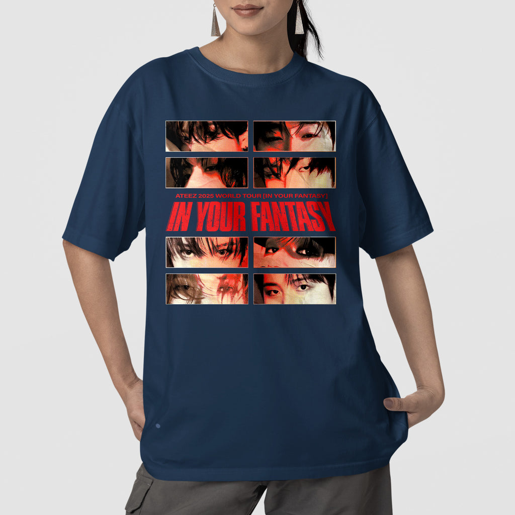 ATEEZ In Your Fantasy Tour Date T-Shirt - Front view, Y2K kpop concert tee