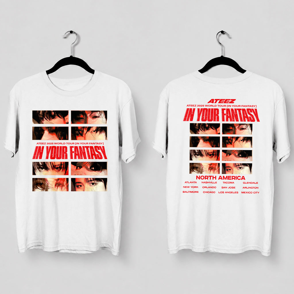ATEEZ In Your Fantasy Tour Date T-Shirt - Main view, Y2K kpop concert tee