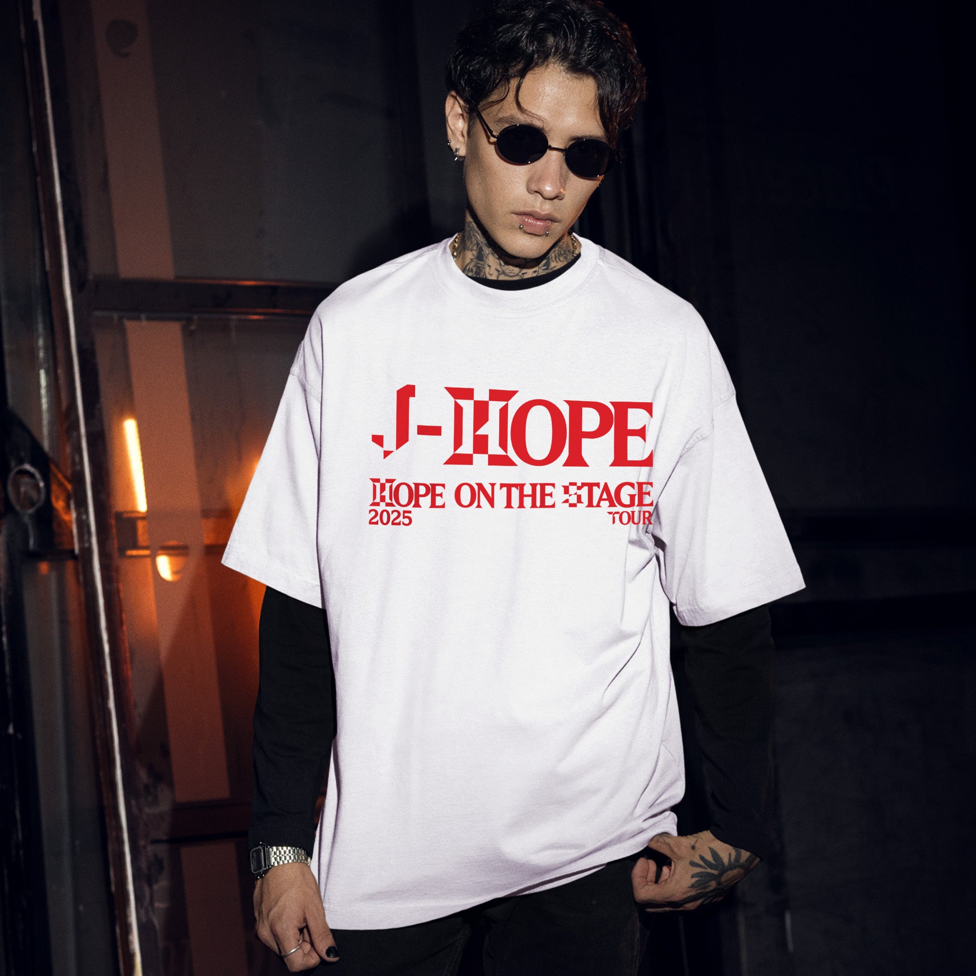 BTS J-Hope On The Stage State Map T-Shirt - Men Front view, Y2K kpop concert tee