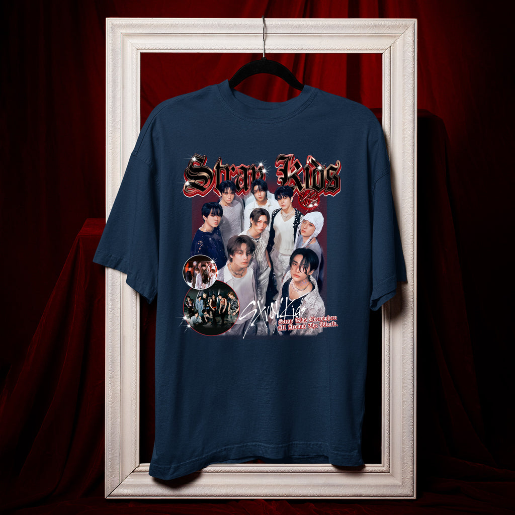 Stray Kids Print T-Shirt - Hang view, Y2K kpop concert tee